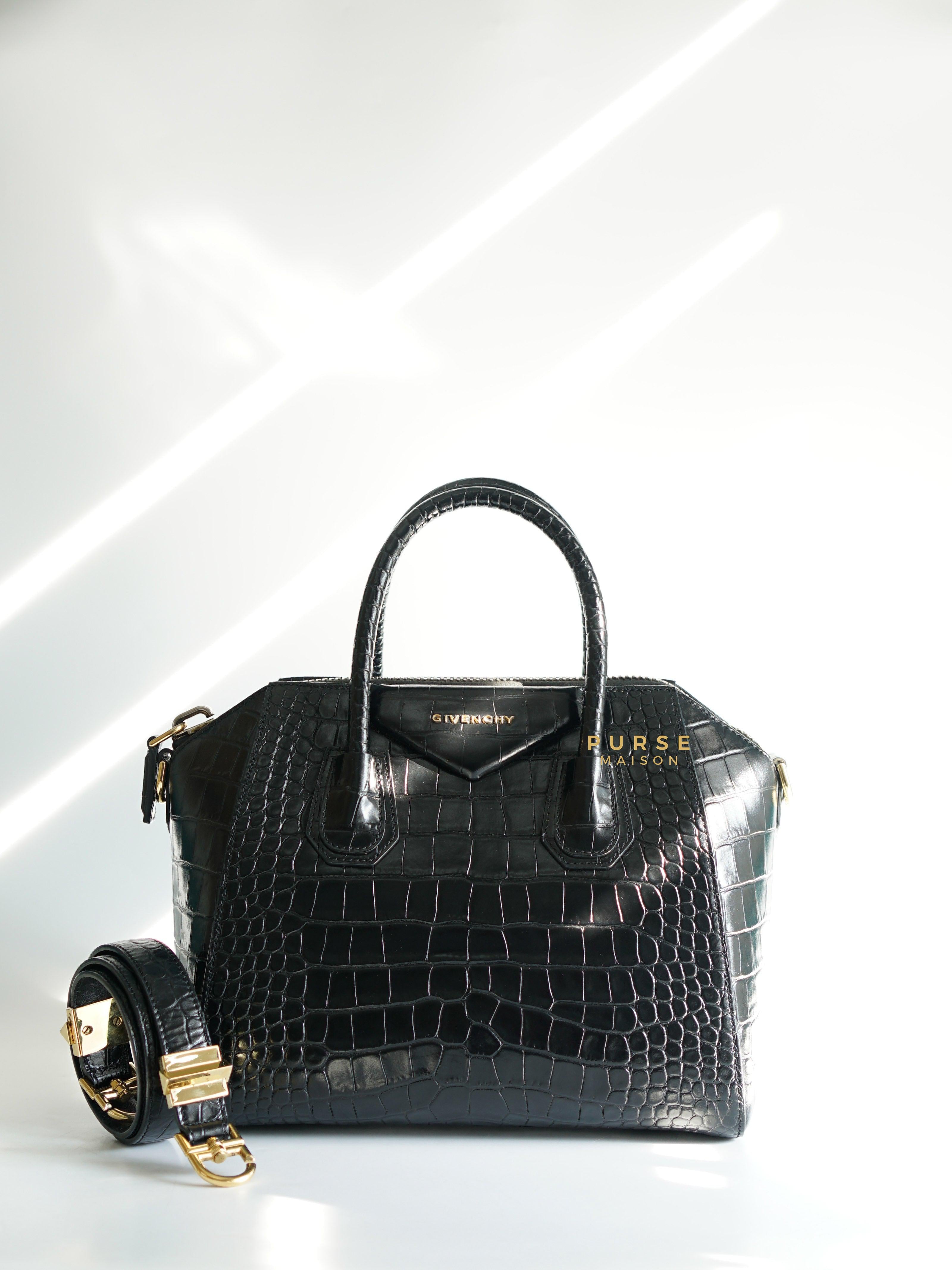 Givenchy Antigona Small in Crocodile Embossed Calfskin Leather Black | Purse Maison Luxury Bags Shop