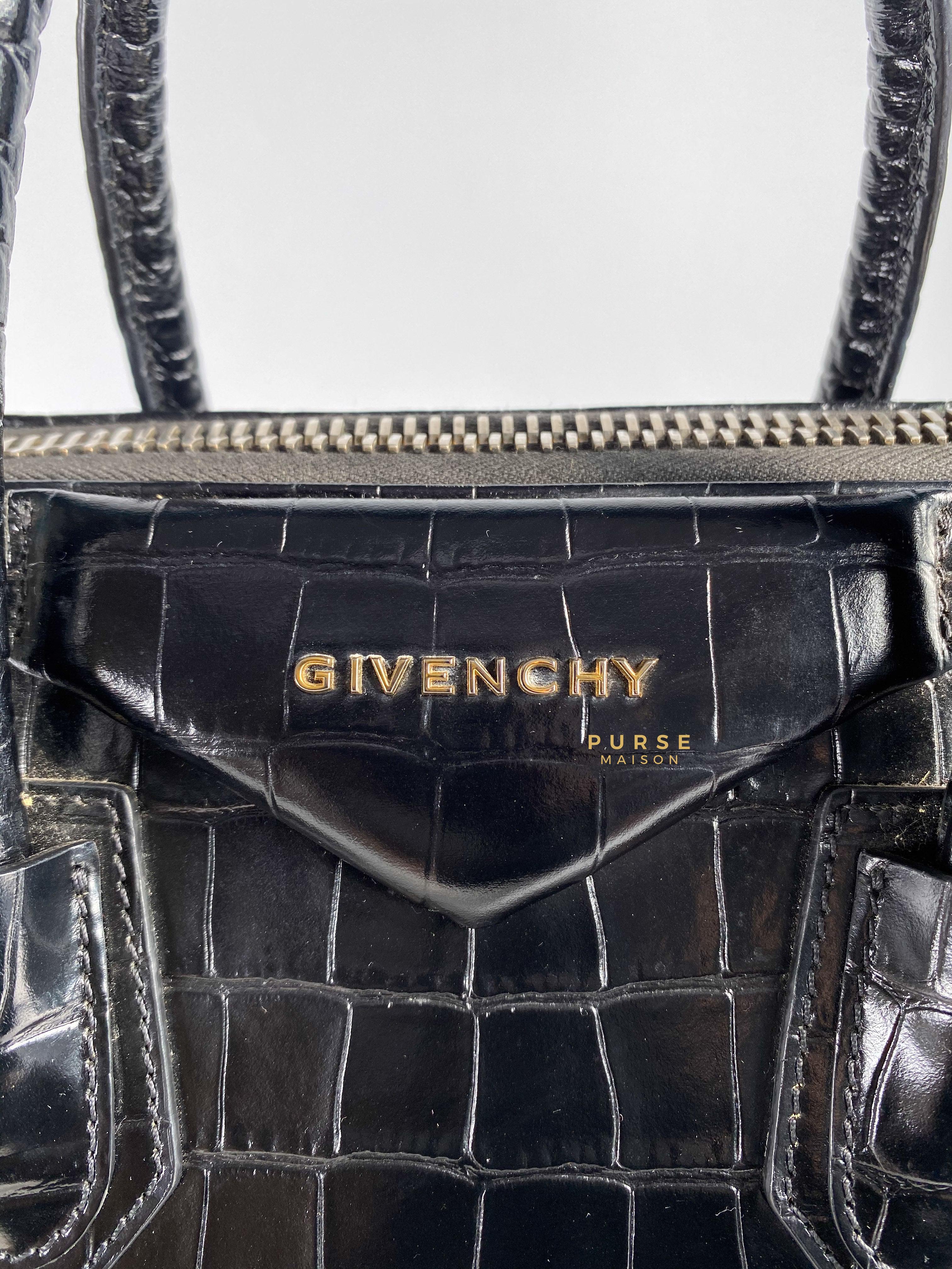 Givenchy Antigona Small in Crocodile Embossed Calfskin Leather Black | Purse Maison Luxury Bags Shop