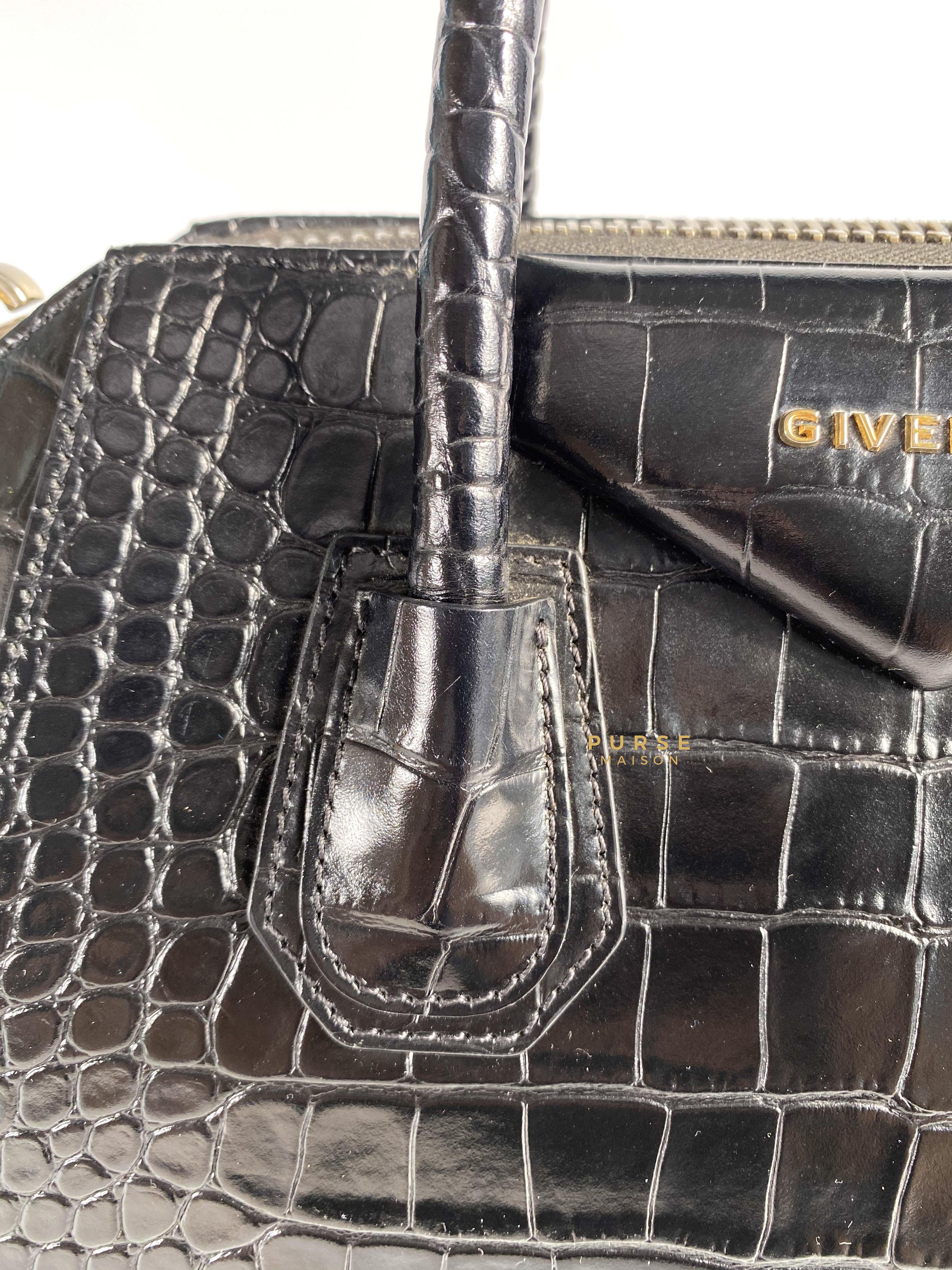 Givenchy Antigona Small in Crocodile Embossed Calfskin Leather Black | Purse Maison Luxury Bags Shop