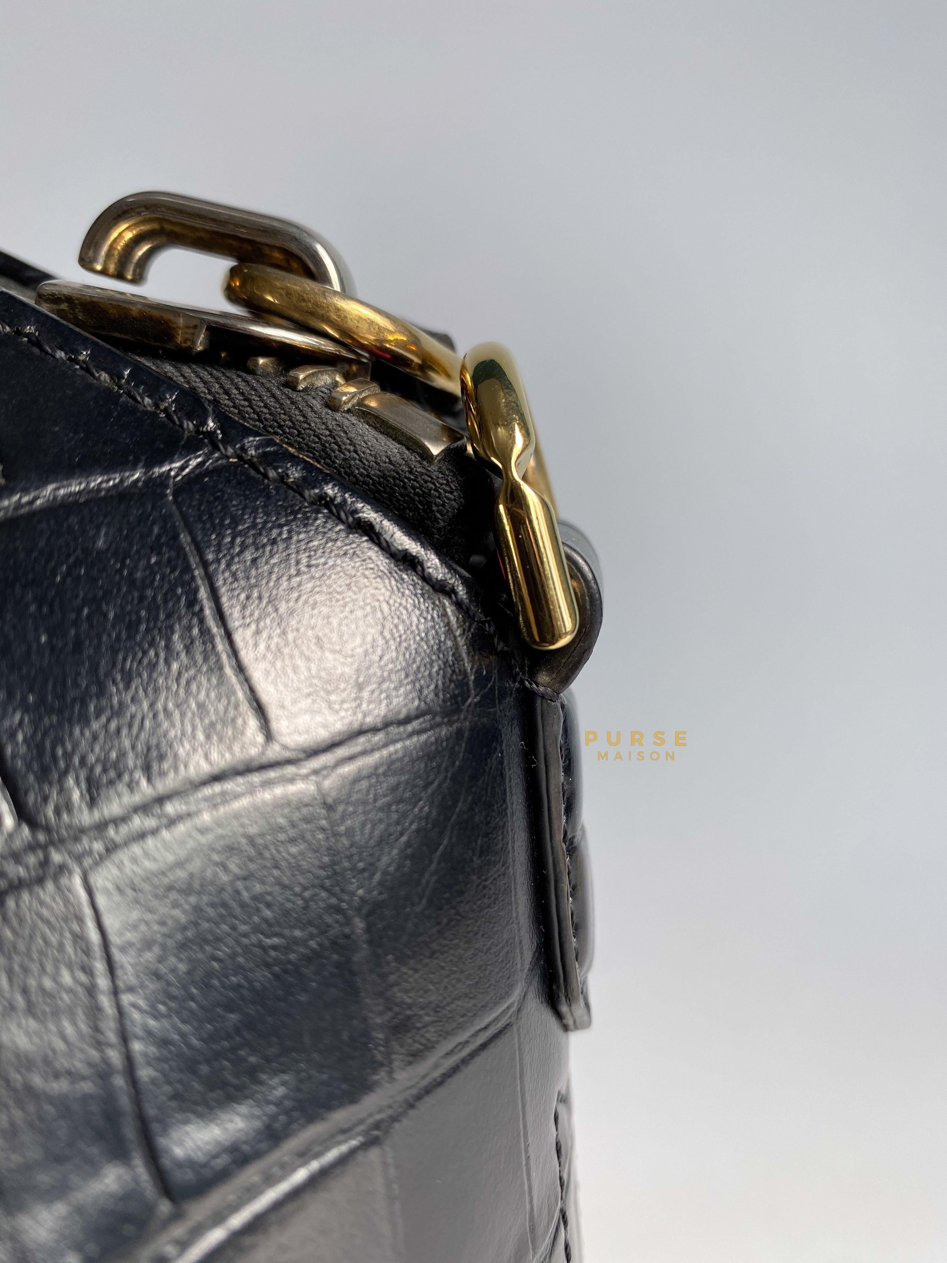 Givenchy Antigona Small in Crocodile Embossed Calfskin Leather Black | Purse Maison Luxury Bags Shop