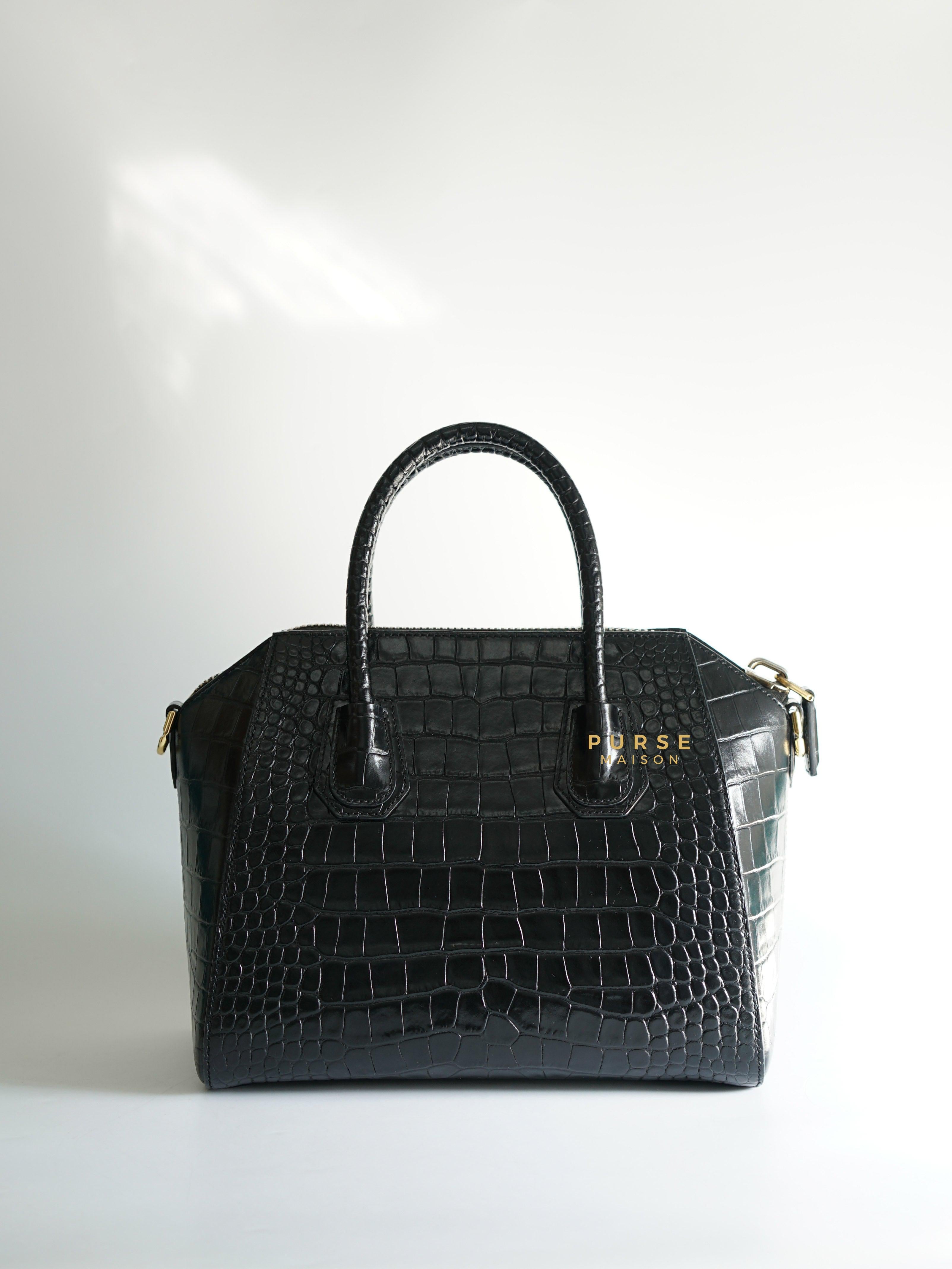 Givenchy Antigona Small in Crocodile Embossed Calfskin Leather Black | Purse Maison Luxury Bags Shop