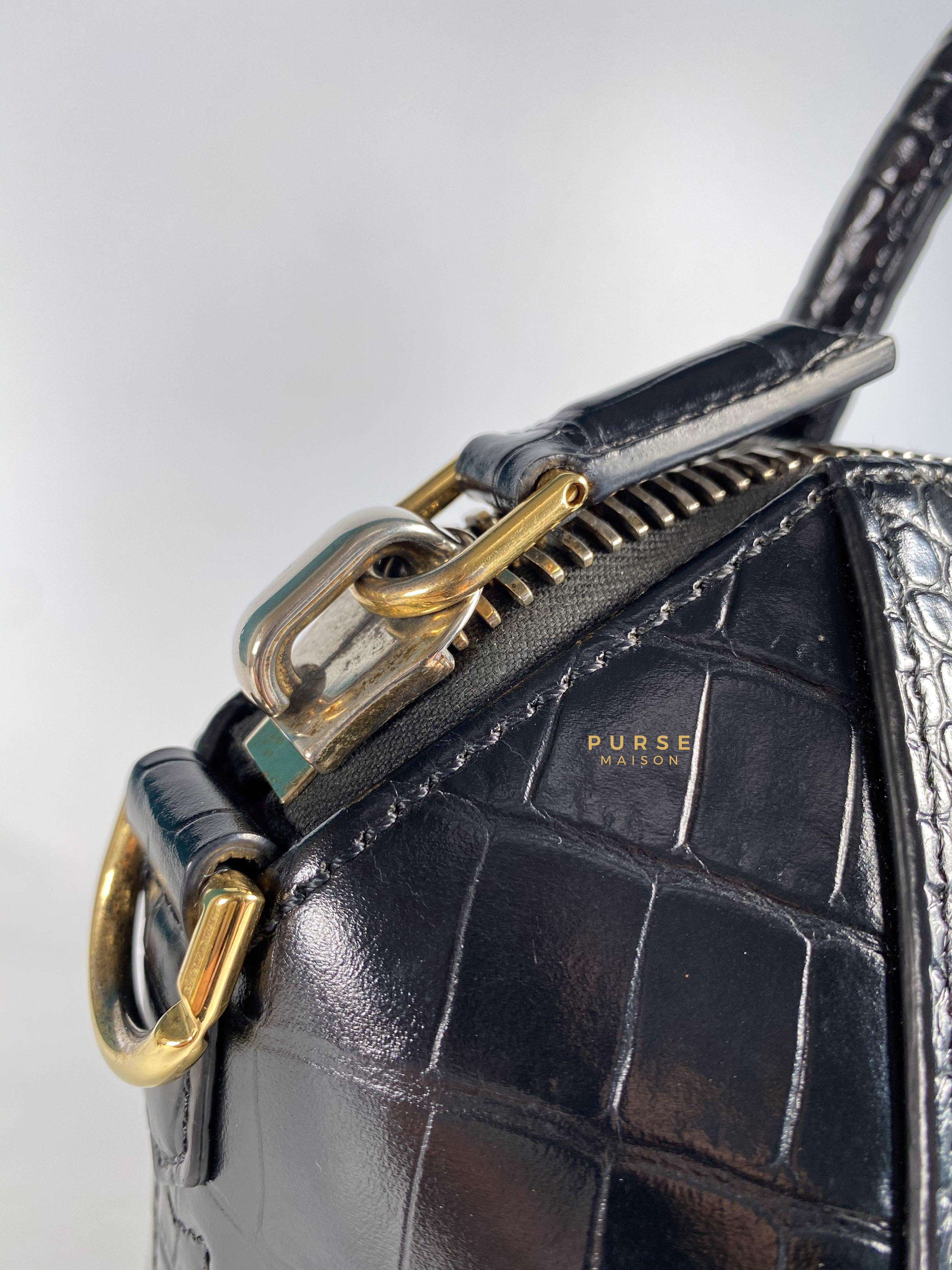 Givenchy Antigona Small in Crocodile Embossed Calfskin Leather Black | Purse Maison Luxury Bags Shop