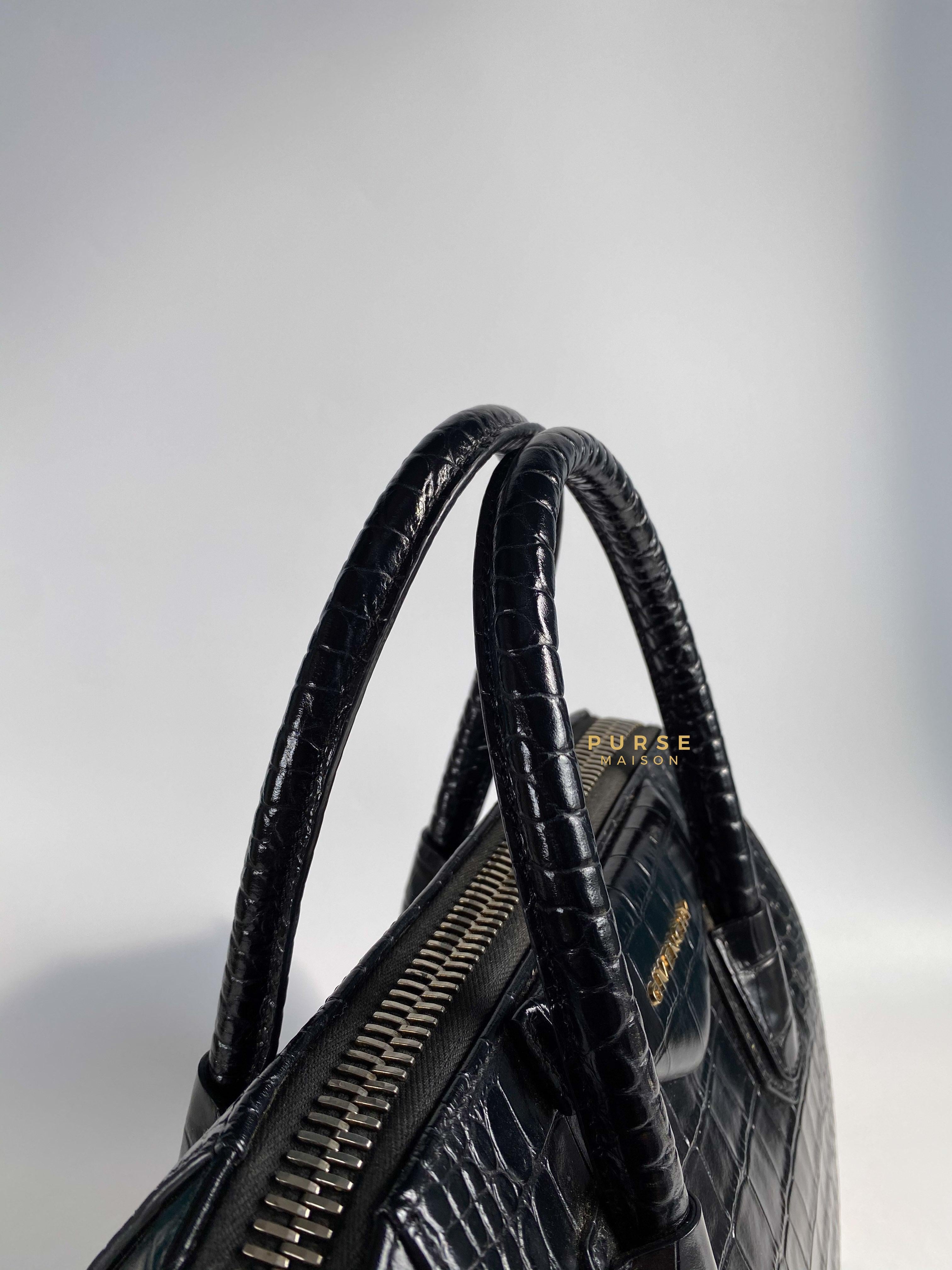 Givenchy Antigona Small in Crocodile Embossed Calfskin Leather Black | Purse Maison Luxury Bags Shop
