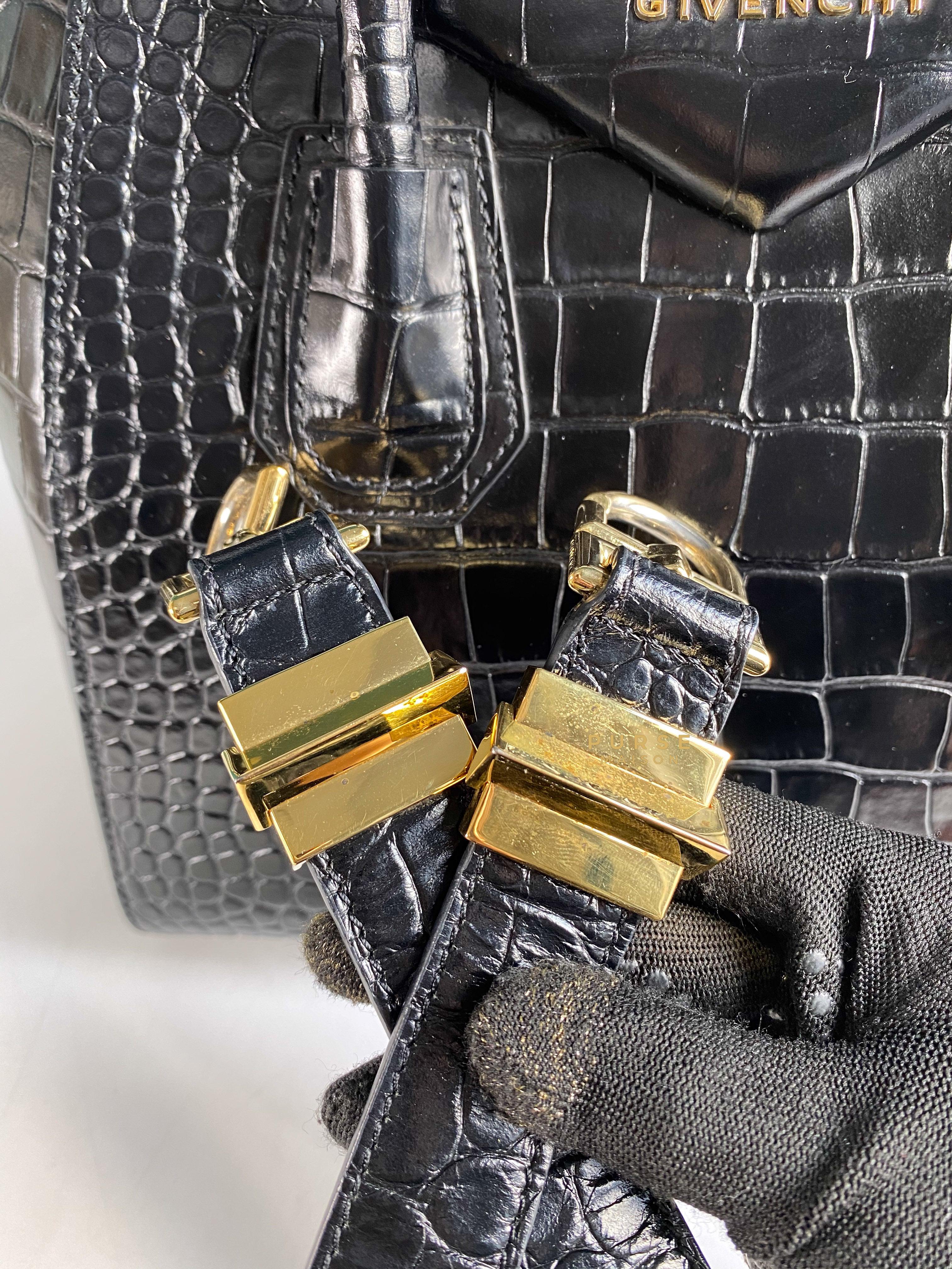 Givenchy Antigona Small in Crocodile Embossed Calfskin Leather Black | Purse Maison Luxury Bags Shop