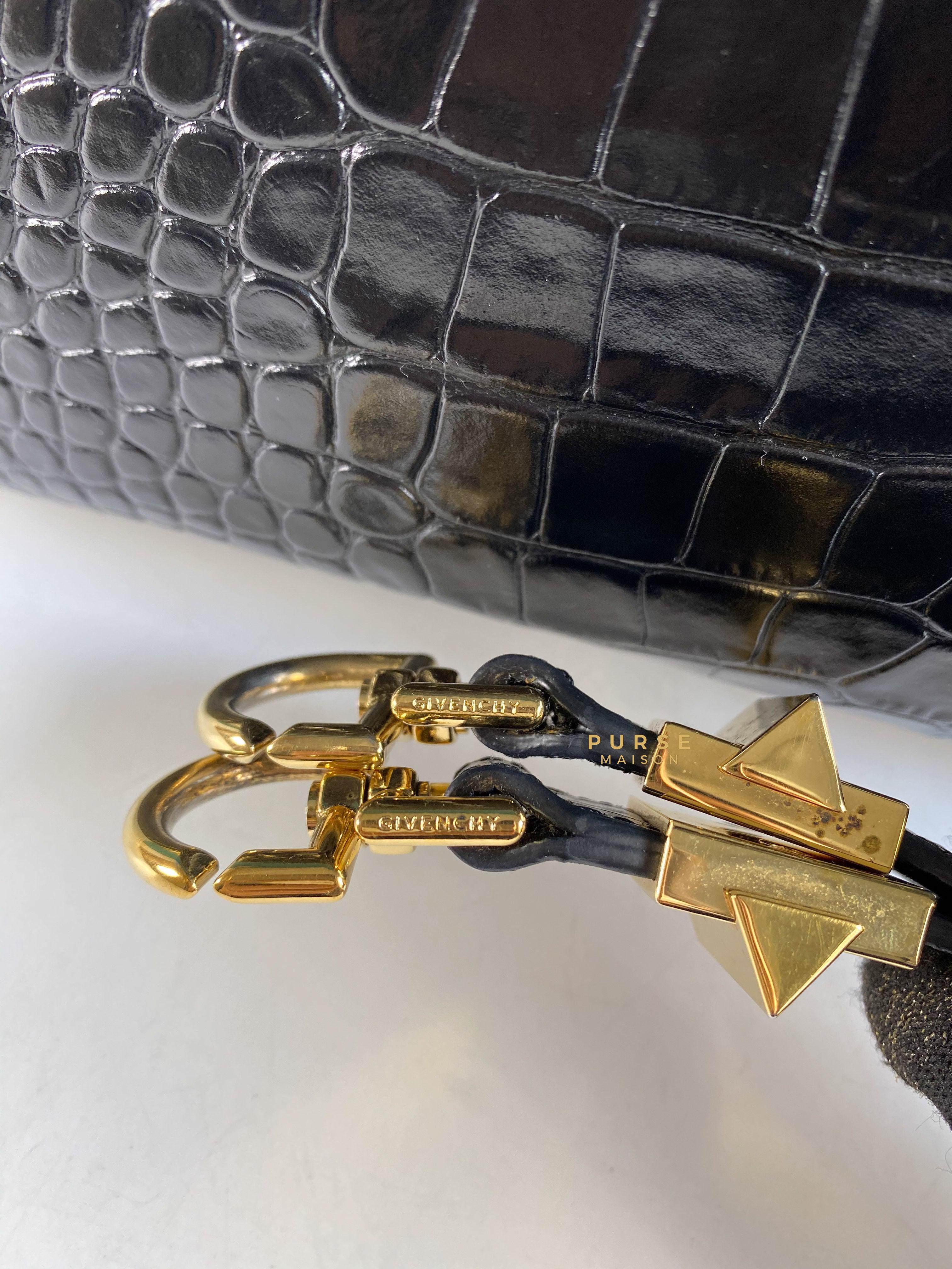 Givenchy Antigona Small in Crocodile Embossed Calfskin Leather Black | Purse Maison Luxury Bags Shop
