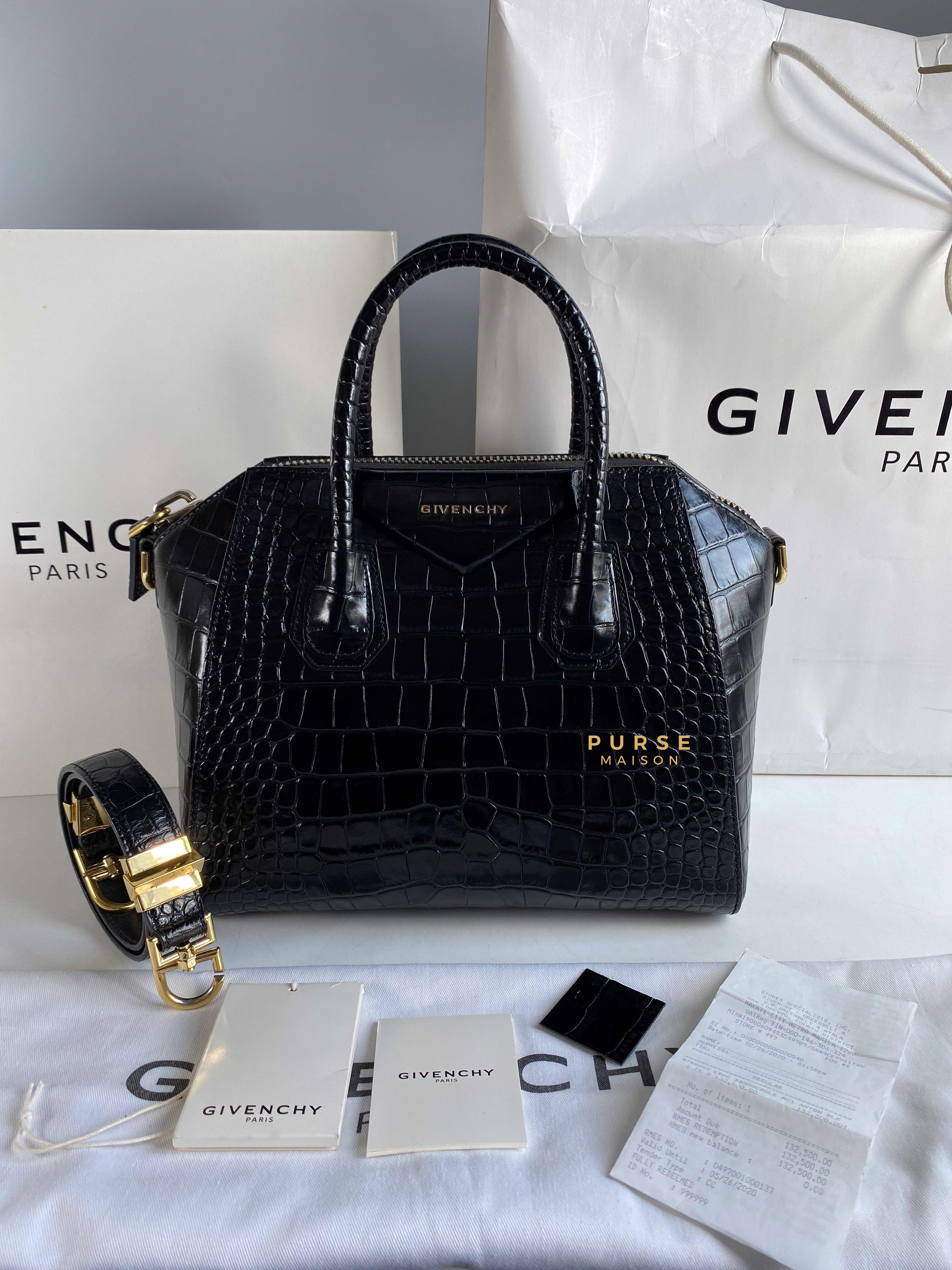 Givenchy Antigona Small in Crocodile Embossed Calfskin Leather Black | Purse Maison Luxury Bags Shop