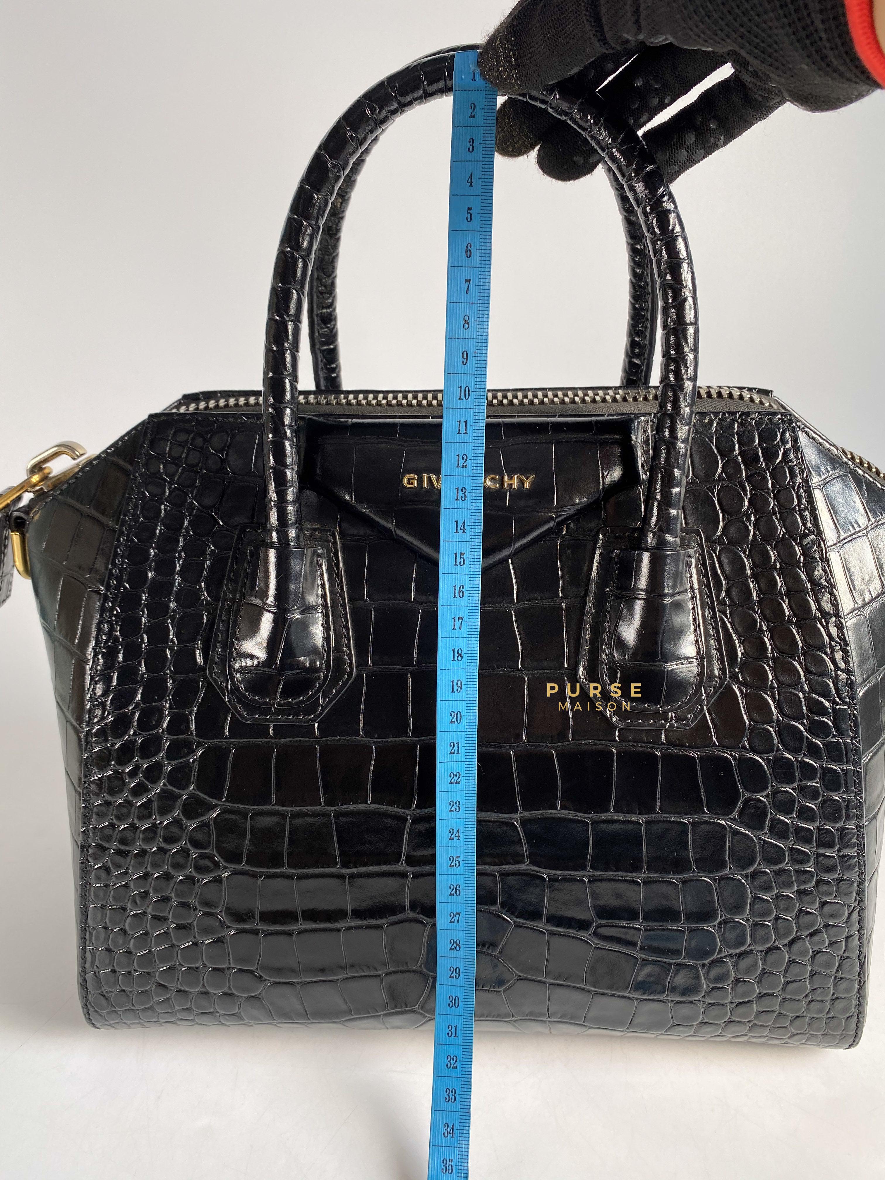 Givenchy Antigona Small in Crocodile Embossed Calfskin Leather Black | Purse Maison Luxury Bags Shop