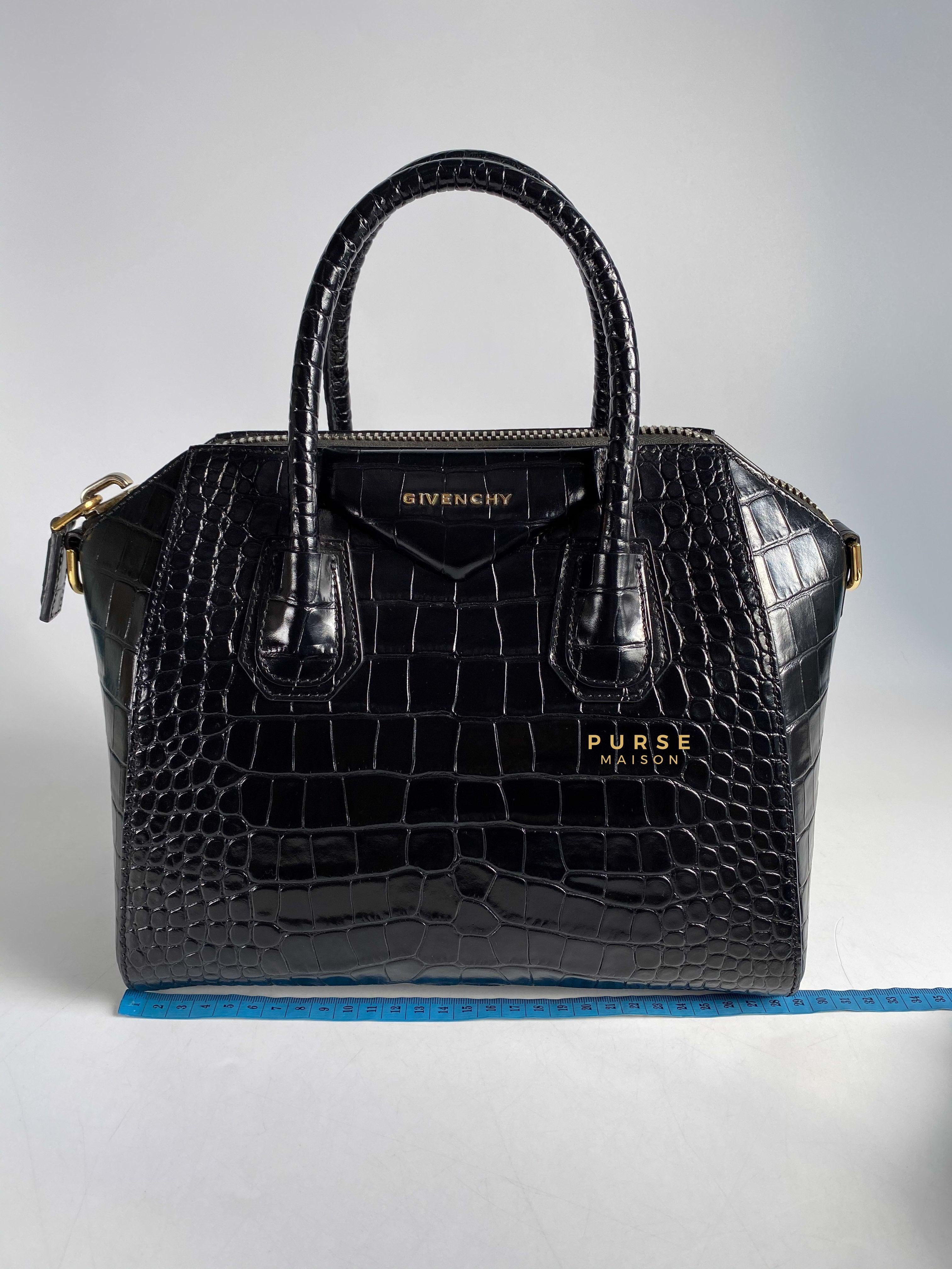Givenchy Antigona Small in Crocodile Embossed Calfskin Leather Black | Purse Maison Luxury Bags Shop