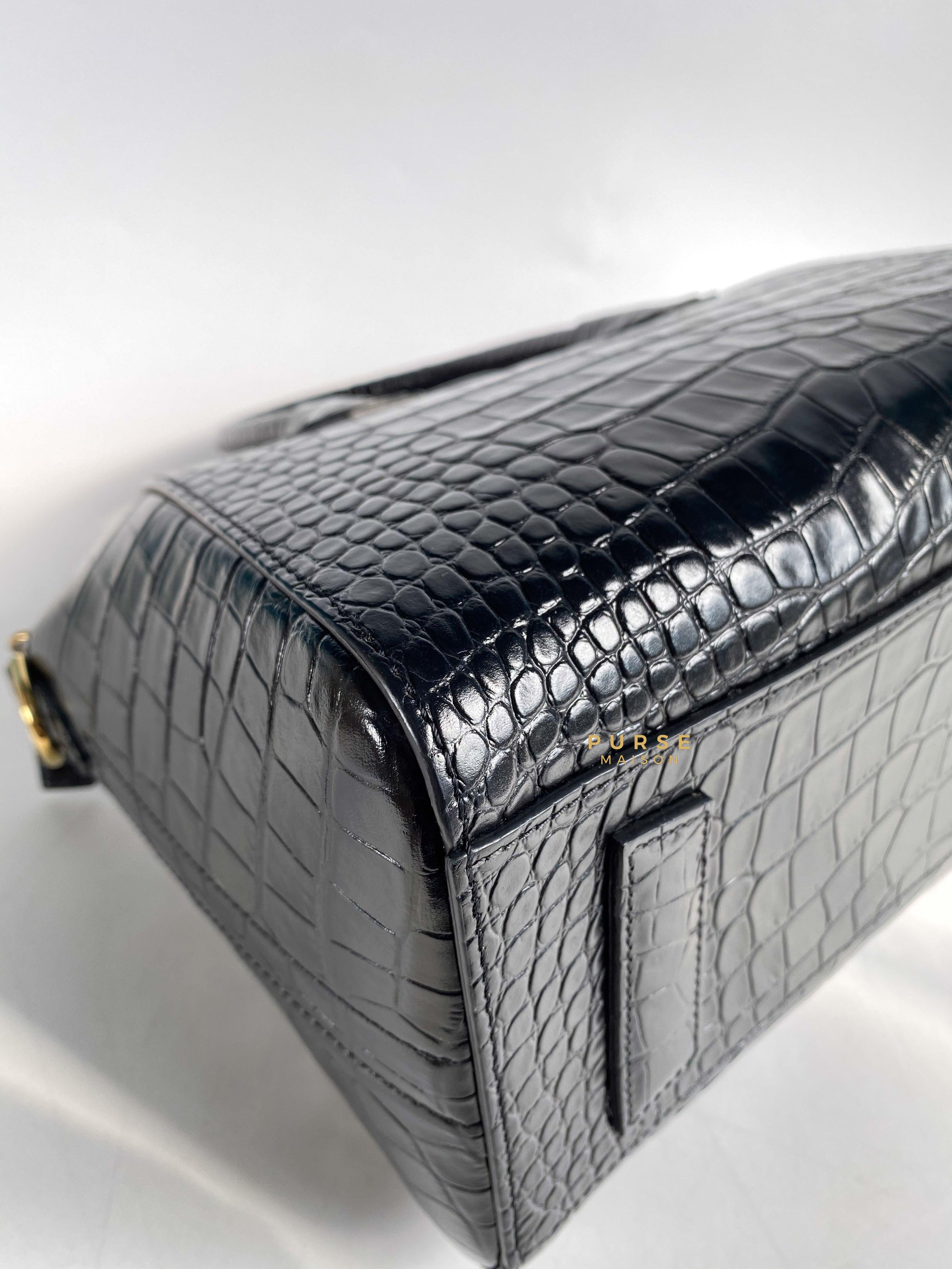 Givenchy Antigona Small in Crocodile Embossed Calfskin Leather Black | Purse Maison Luxury Bags Shop