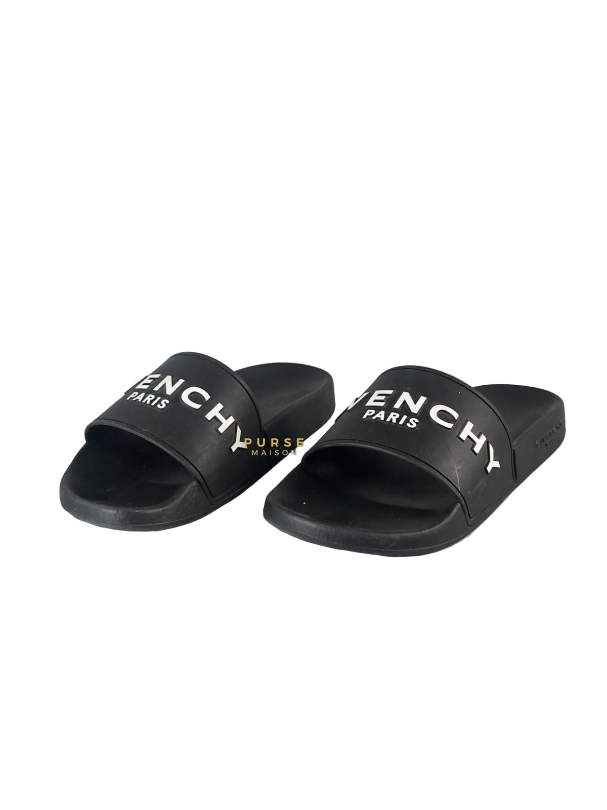 Logo Slide Black/White Sandals Size 37 EU (24cm) | Purse Maison Luxury Bags Shop