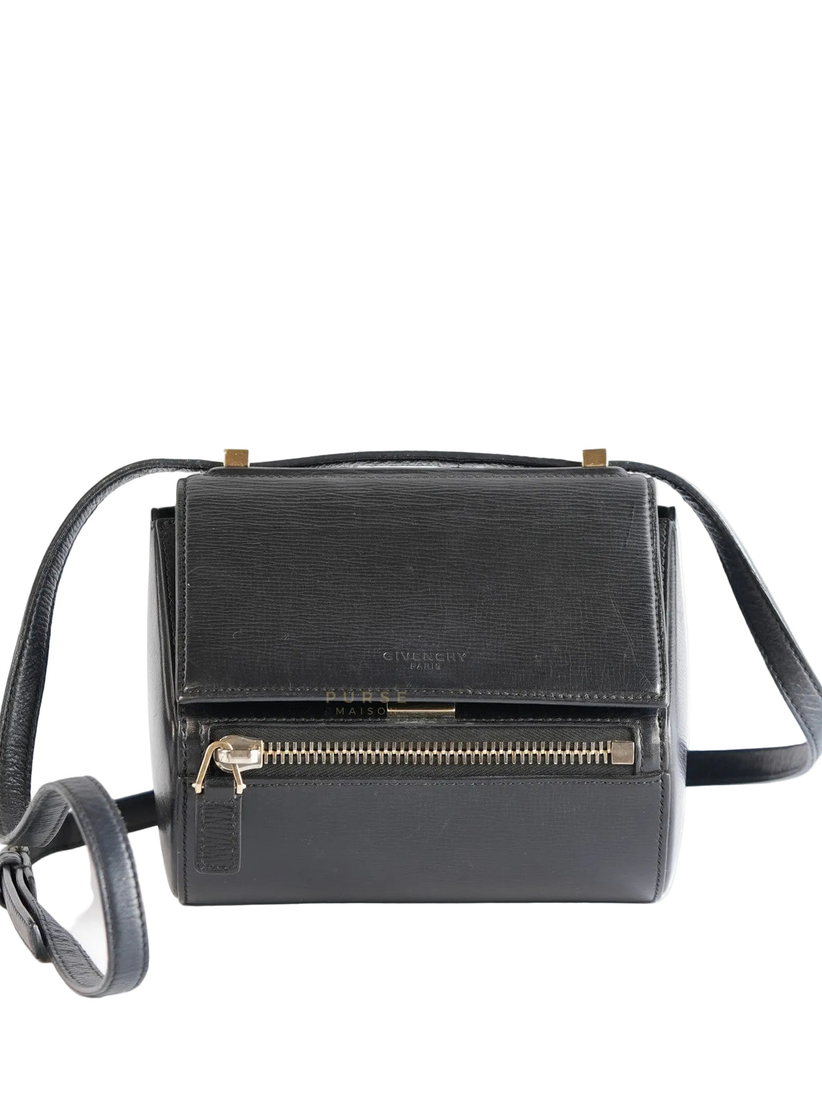 Pandora Box Mini in Black Grained Leather | Purse Maison Luxury Bags Shop