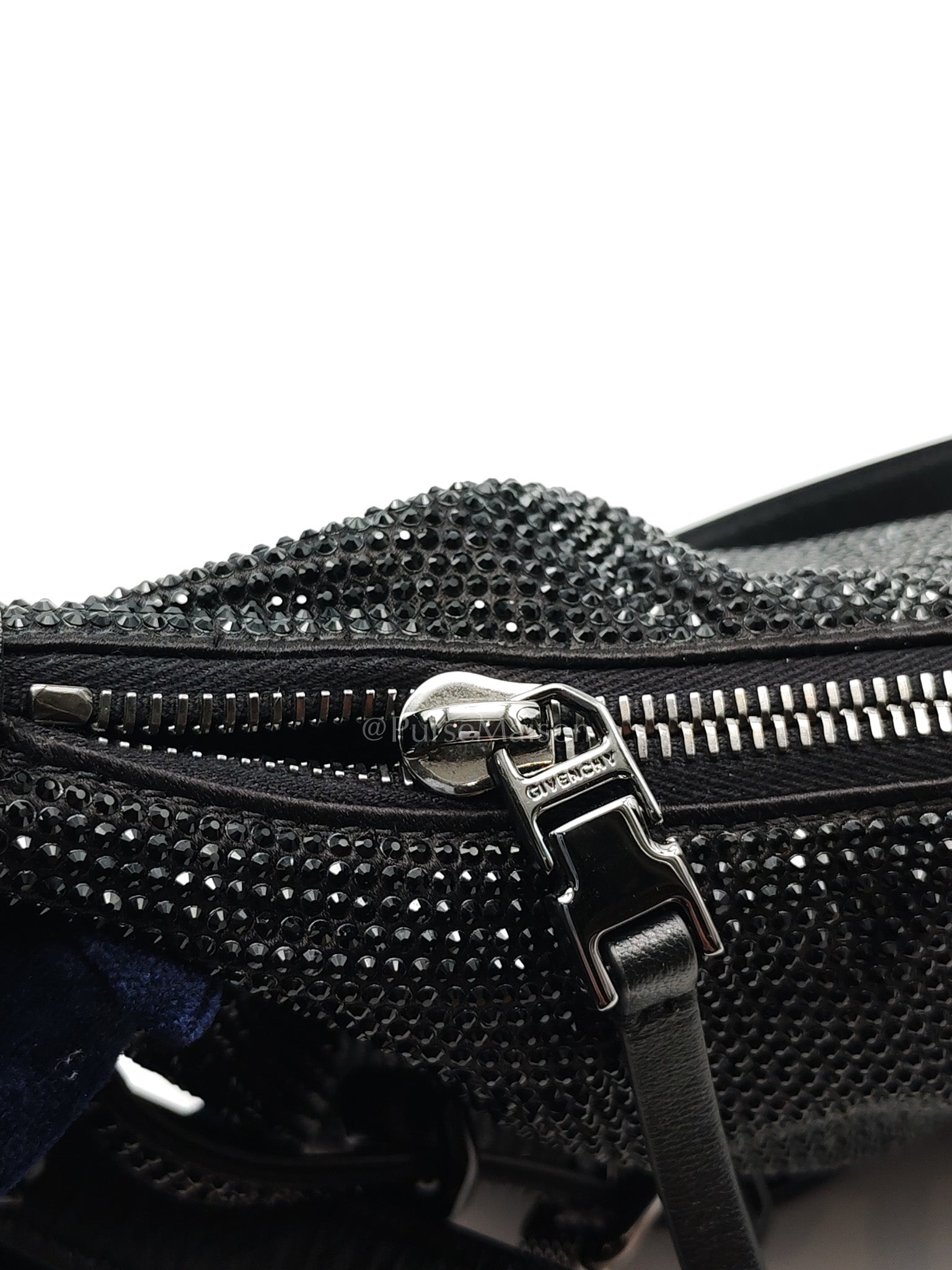 Vouyou Shoulder Bag in Black Satin with Rhinestone | Purse Maison Luxury Bags Shop