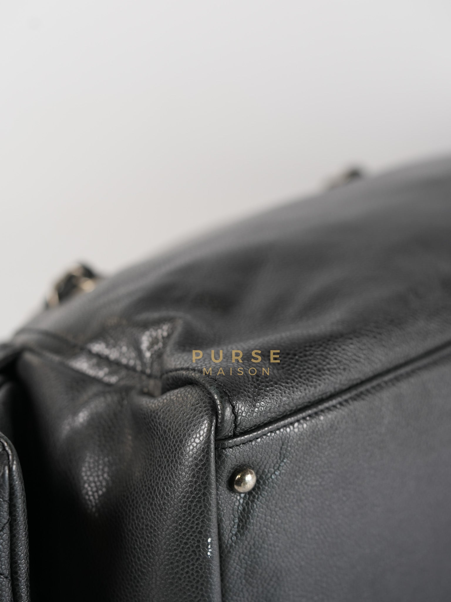 Glazed Bowling Bag Large in Black Caviar Leather and Ruthenium Hardware (Series 13) | Purse Maison Luxury Bags Shop