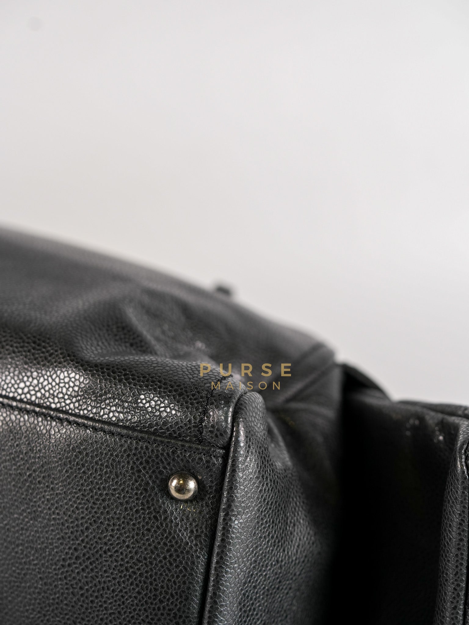 Glazed Bowling Bag Large in Black Caviar Leather and Ruthenium Hardware (Series 13) | Purse Maison Luxury Bags Shop