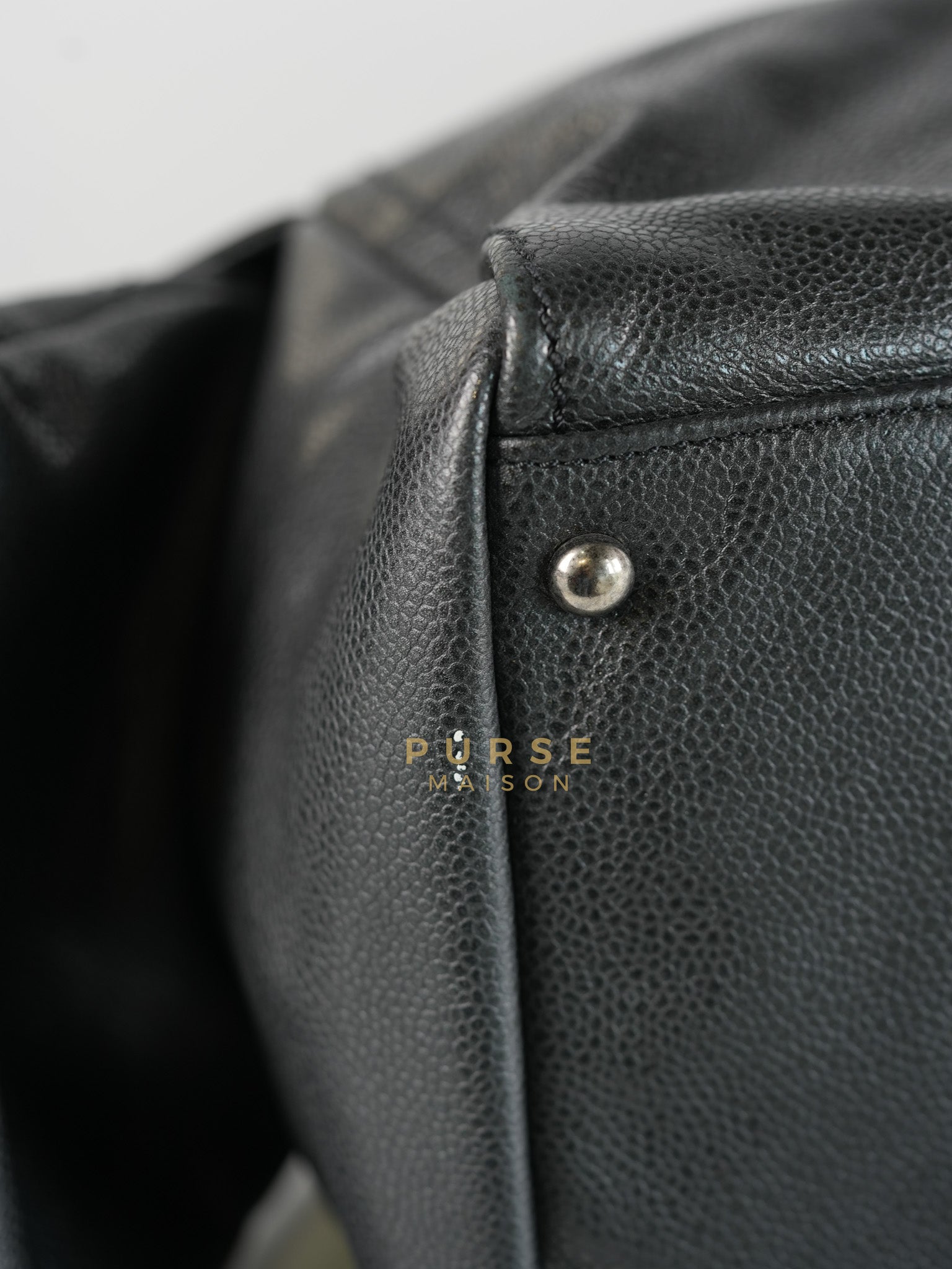 Glazed Bowling Bag Large in Black Caviar Leather and Ruthenium Hardware (Series 13) | Purse Maison Luxury Bags Shop