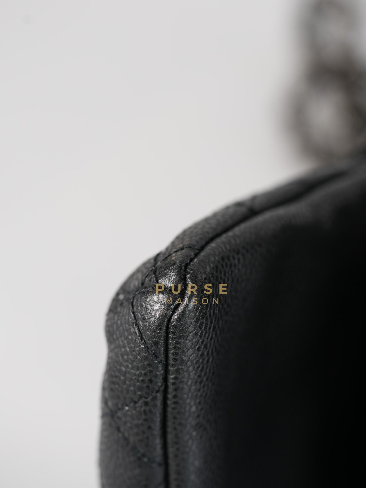 Glazed Bowling Bag Large in Black Caviar Leather and Ruthenium Hardware (Series 13) | Purse Maison Luxury Bags Shop