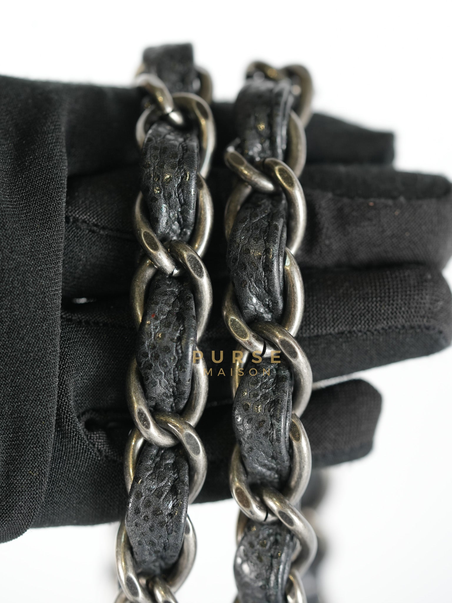 Glazed Bowling Bag Large in Black Caviar Leather and Ruthenium Hardware (Series 13) | Purse Maison Luxury Bags Shop