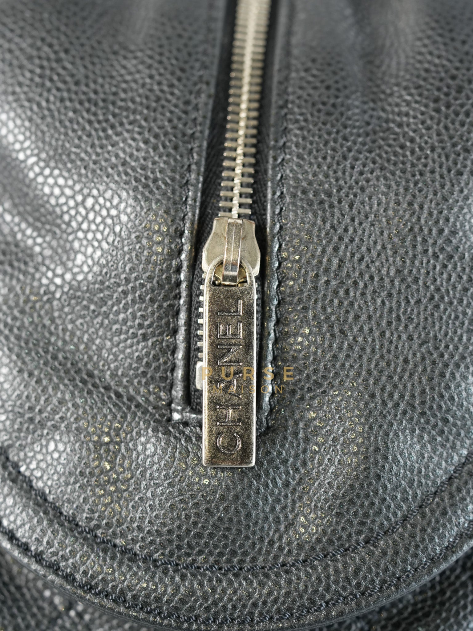 Glazed Bowling Bag Large in Black Caviar Leather and Ruthenium Hardware (Series 13) | Purse Maison Luxury Bags Shop