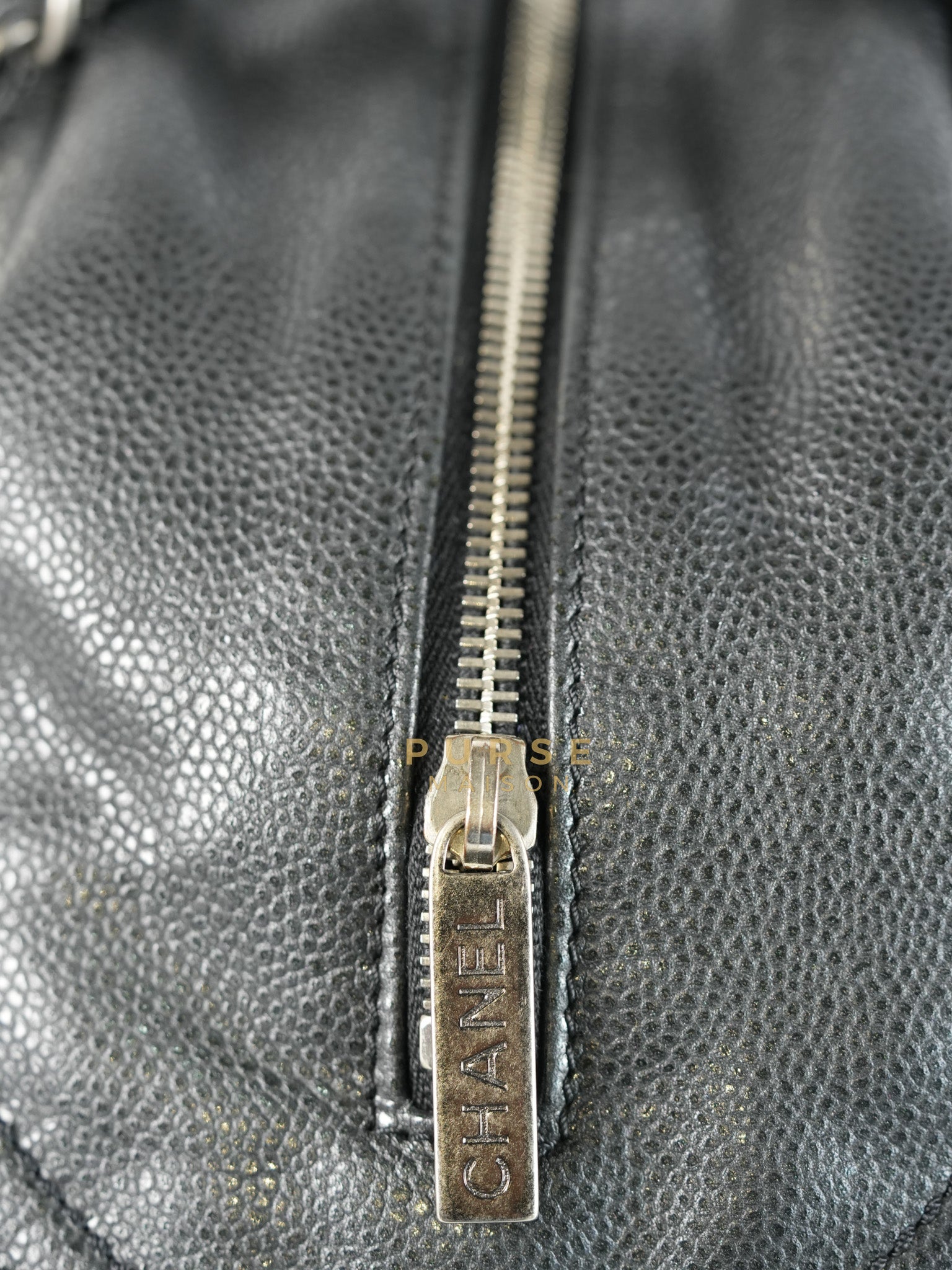 Glazed Bowling Bag Large in Black Caviar Leather and Ruthenium Hardware (Series 13) | Purse Maison Luxury Bags Shop