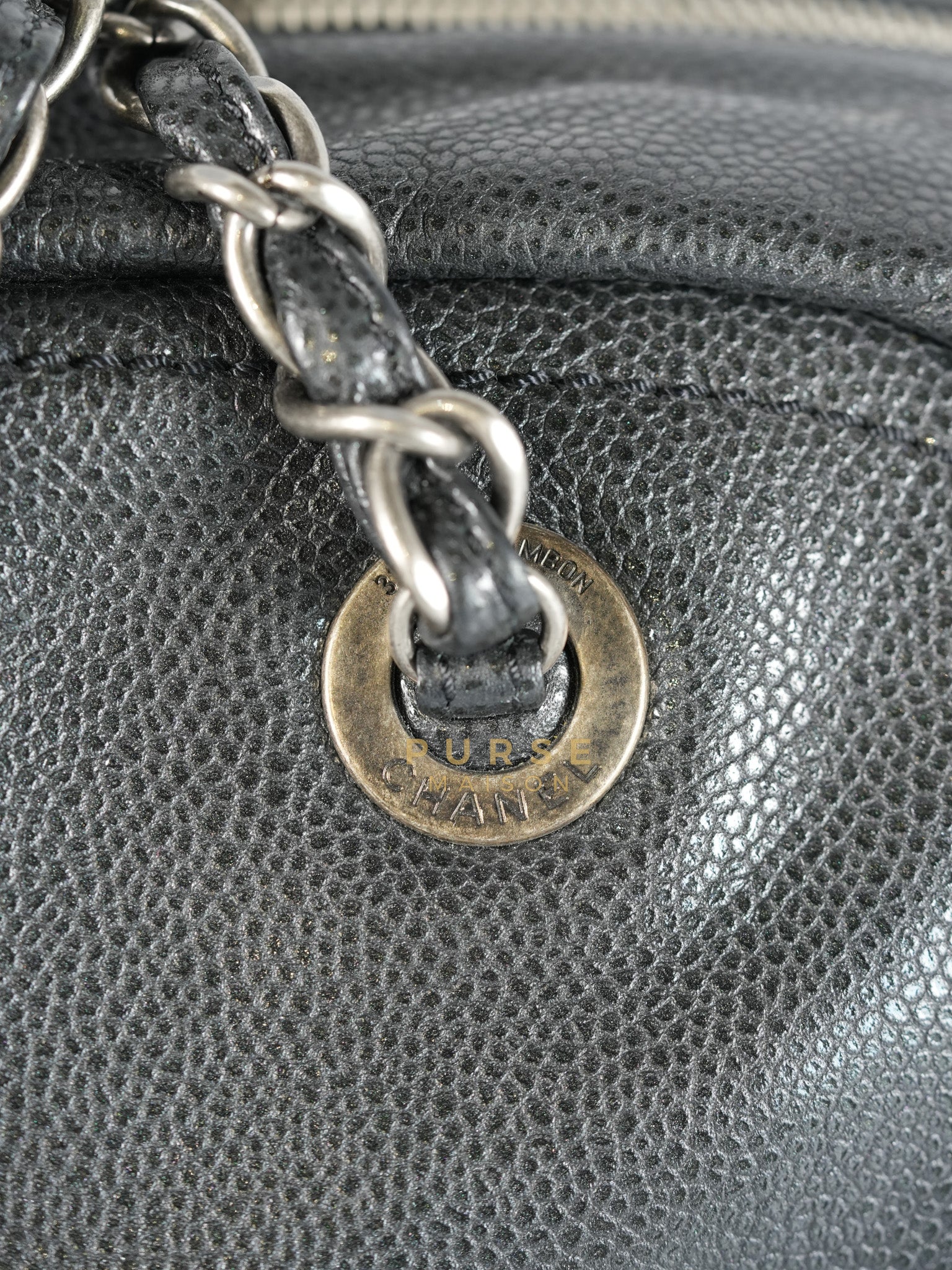 Glazed Bowling Bag Large in Black Caviar Leather and Ruthenium Hardware (Series 13) | Purse Maison Luxury Bags Shop