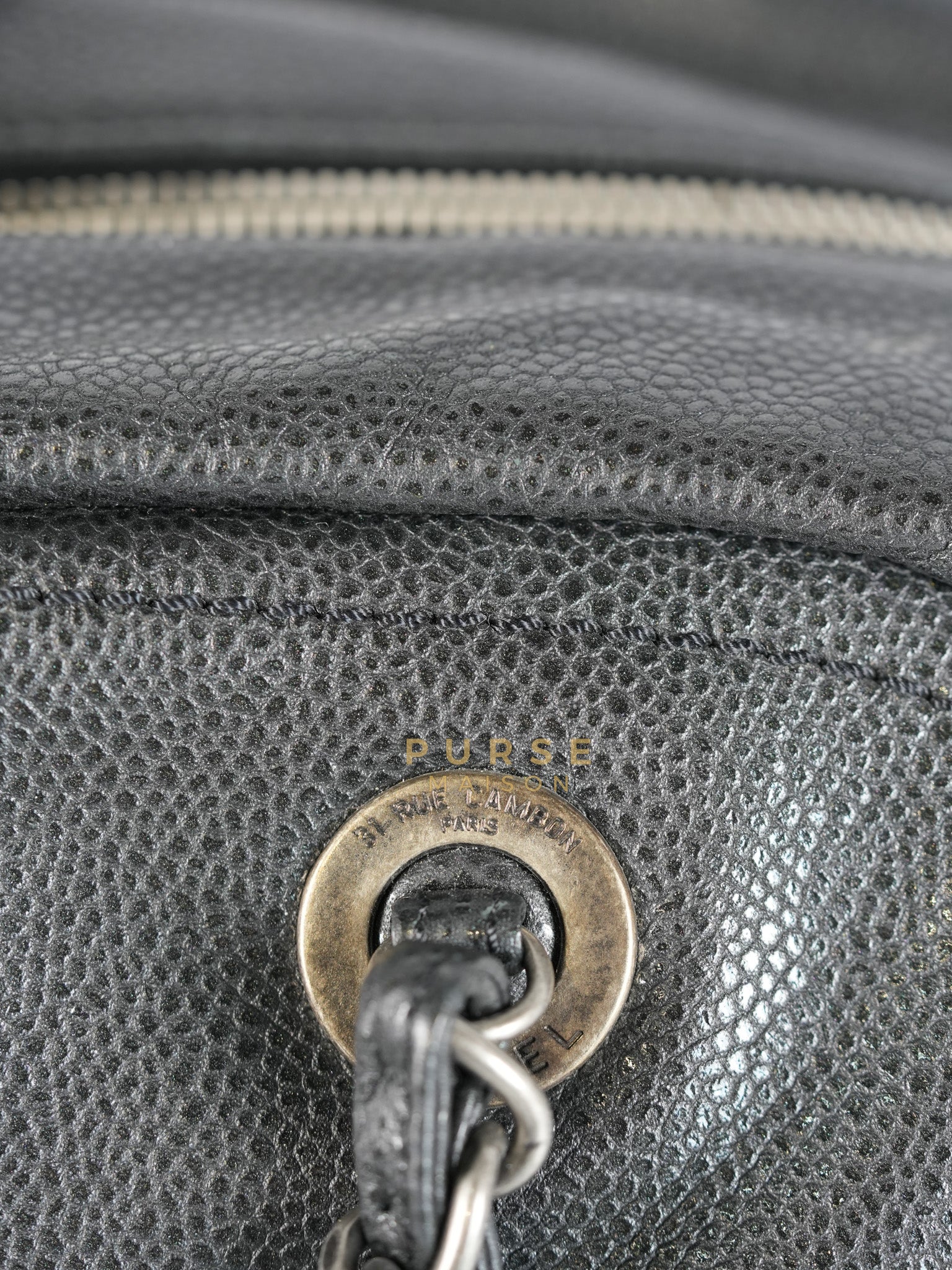 Glazed Bowling Bag Large in Black Caviar Leather and Ruthenium Hardware (Series 13) | Purse Maison Luxury Bags Shop