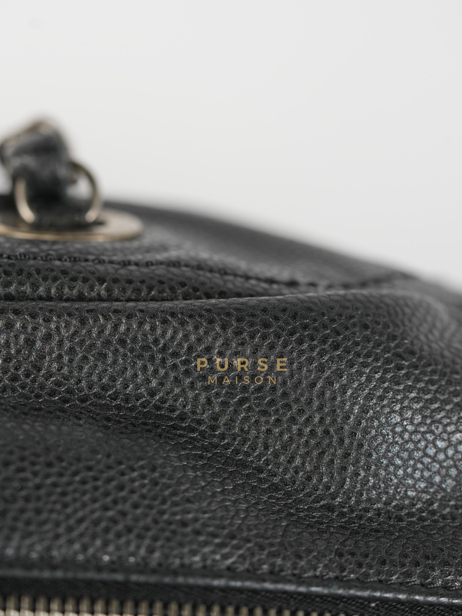 Glazed Bowling Bag Large in Black Caviar Leather and Ruthenium Hardware (Series 13) | Purse Maison Luxury Bags Shop