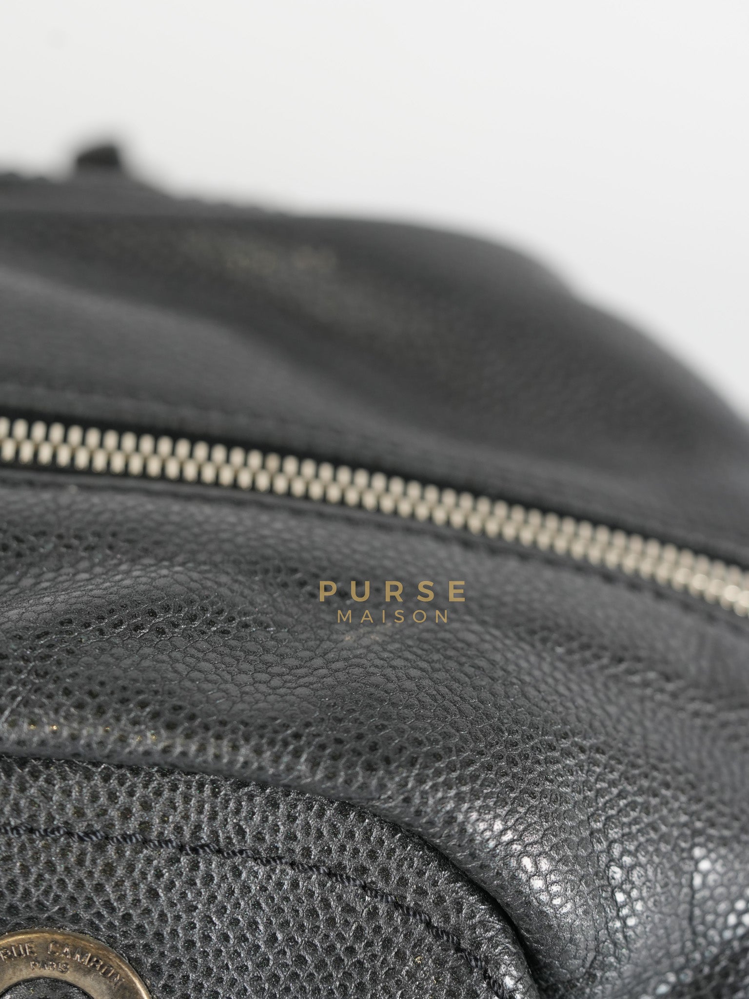 Glazed Bowling Bag Large in Black Caviar Leather and Ruthenium Hardware (Series 13) | Purse Maison Luxury Bags Shop