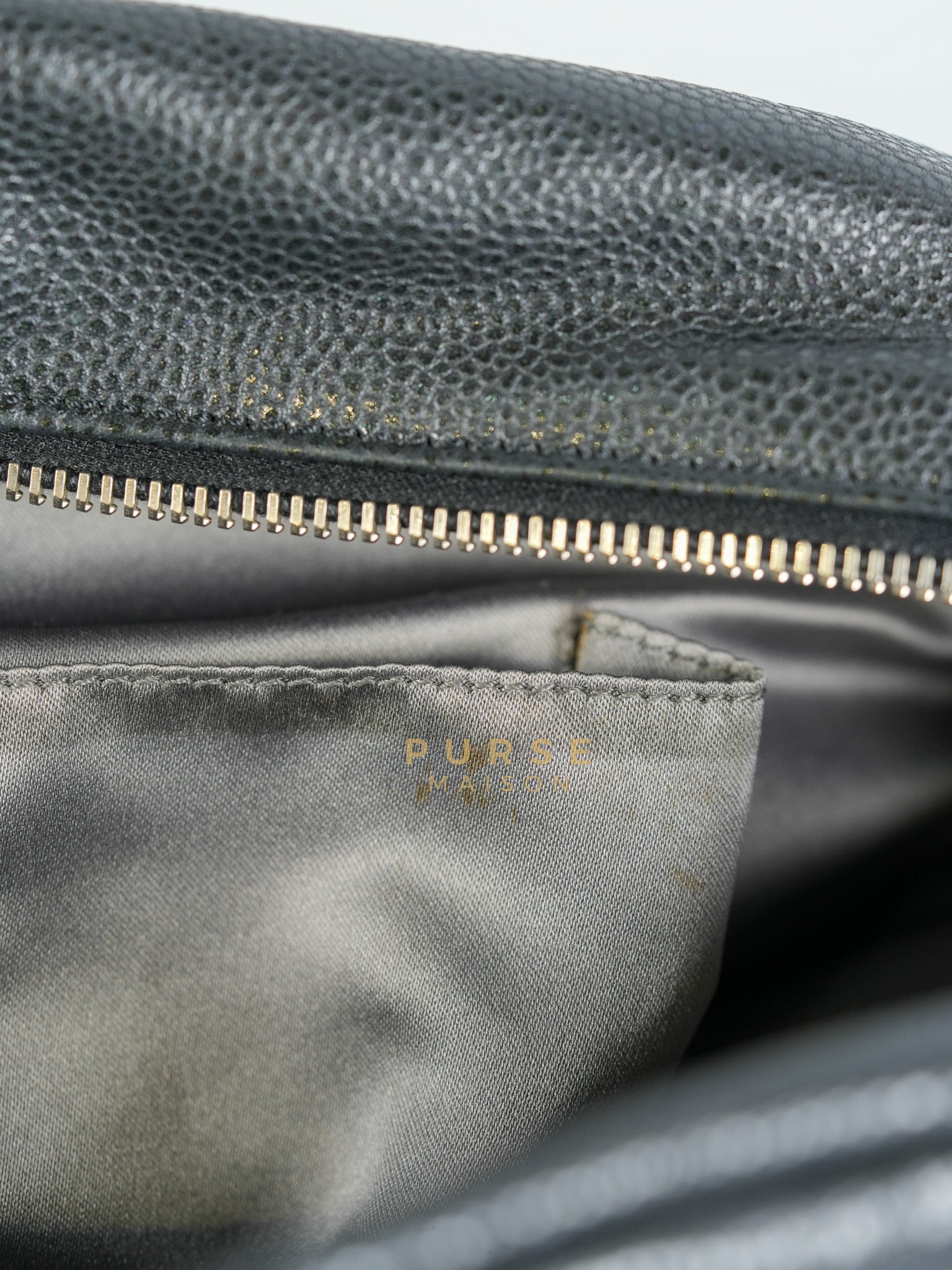 Glazed Bowling Bag Large in Black Caviar Leather and Ruthenium Hardware (Series 13) | Purse Maison Luxury Bags Shop