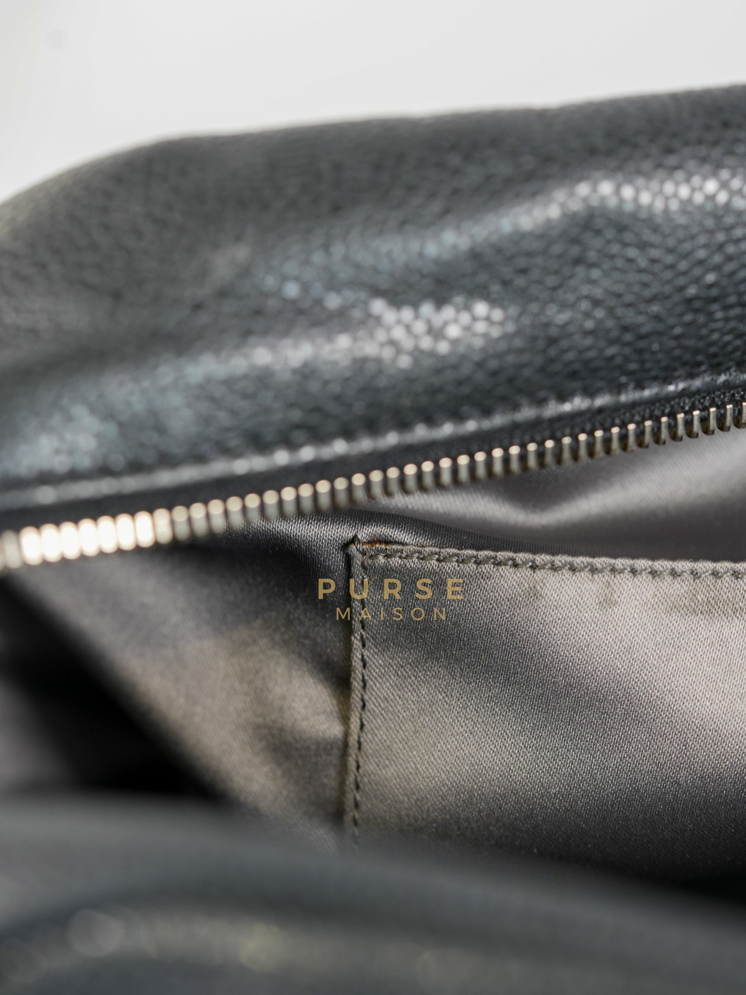 Glazed Bowling Bag Large in Black Caviar Leather and Ruthenium Hardware (Series 13) | Purse Maison Luxury Bags Shop