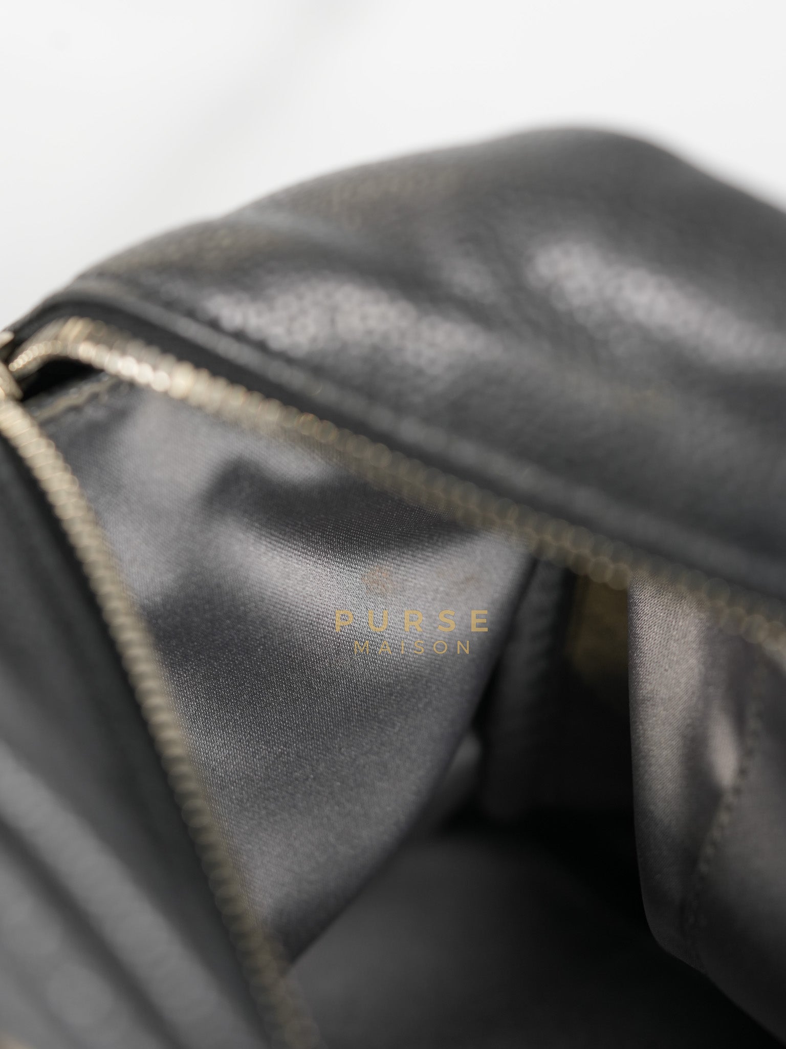 Glazed Bowling Bag Large in Black Caviar Leather and Ruthenium Hardware (Series 13) | Purse Maison Luxury Bags Shop