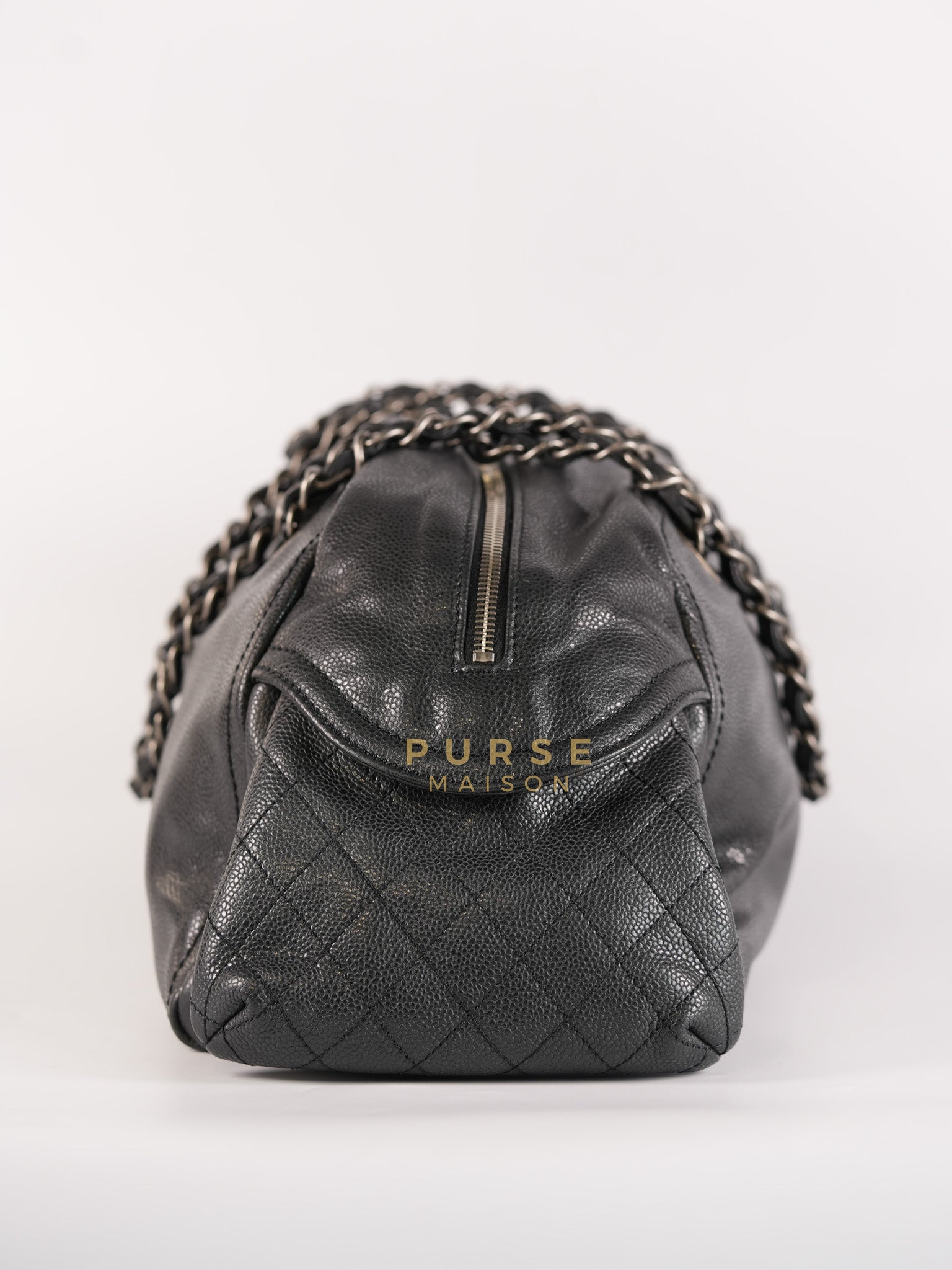 Glazed Bowling Bag Large in Black Caviar Leather and Ruthenium Hardware (Series 13) | Purse Maison Luxury Bags Shop