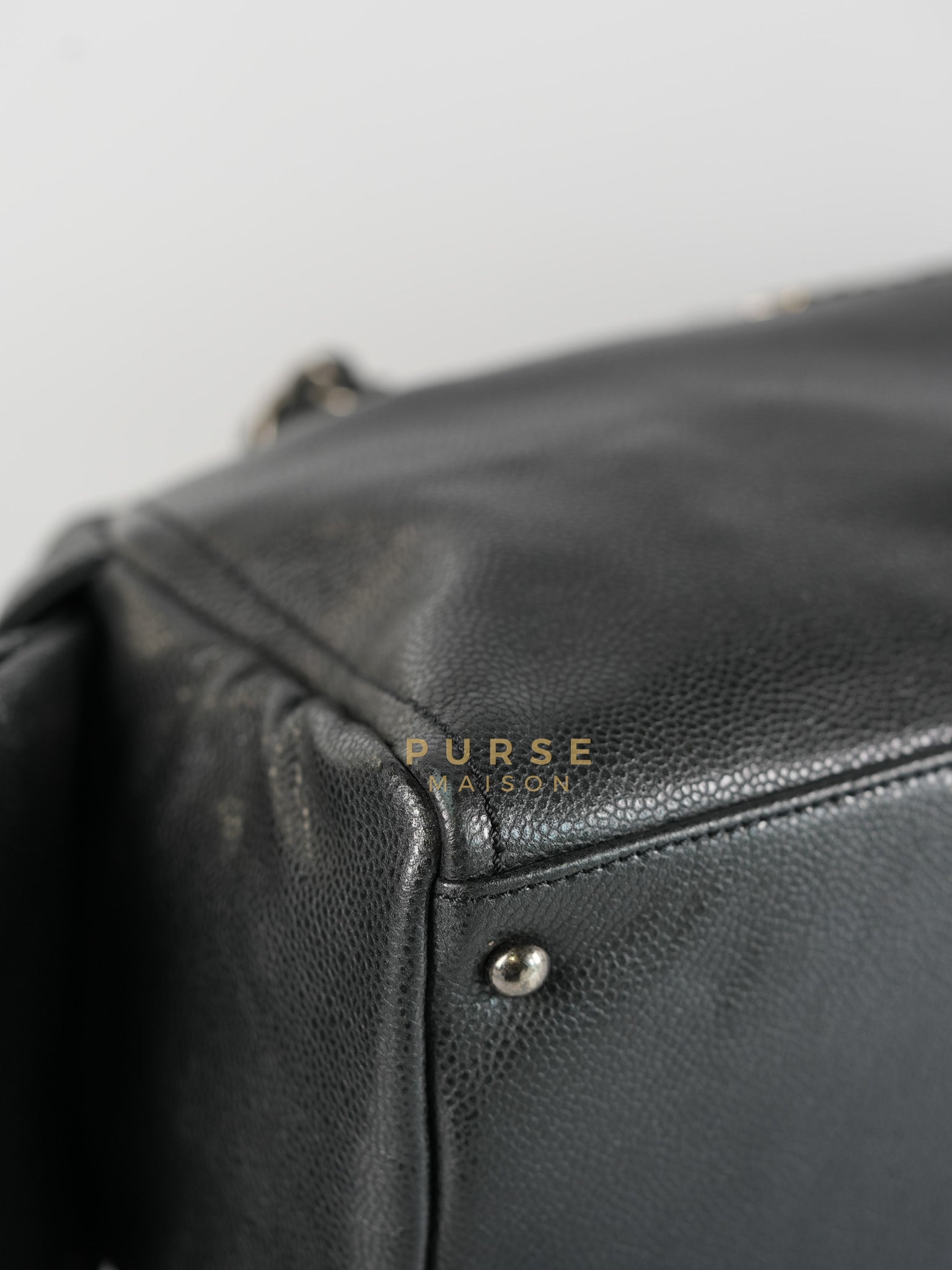 Glazed Bowling Bag Large in Black Caviar Leather and Ruthenium Hardware (Series 13) | Purse Maison Luxury Bags Shop