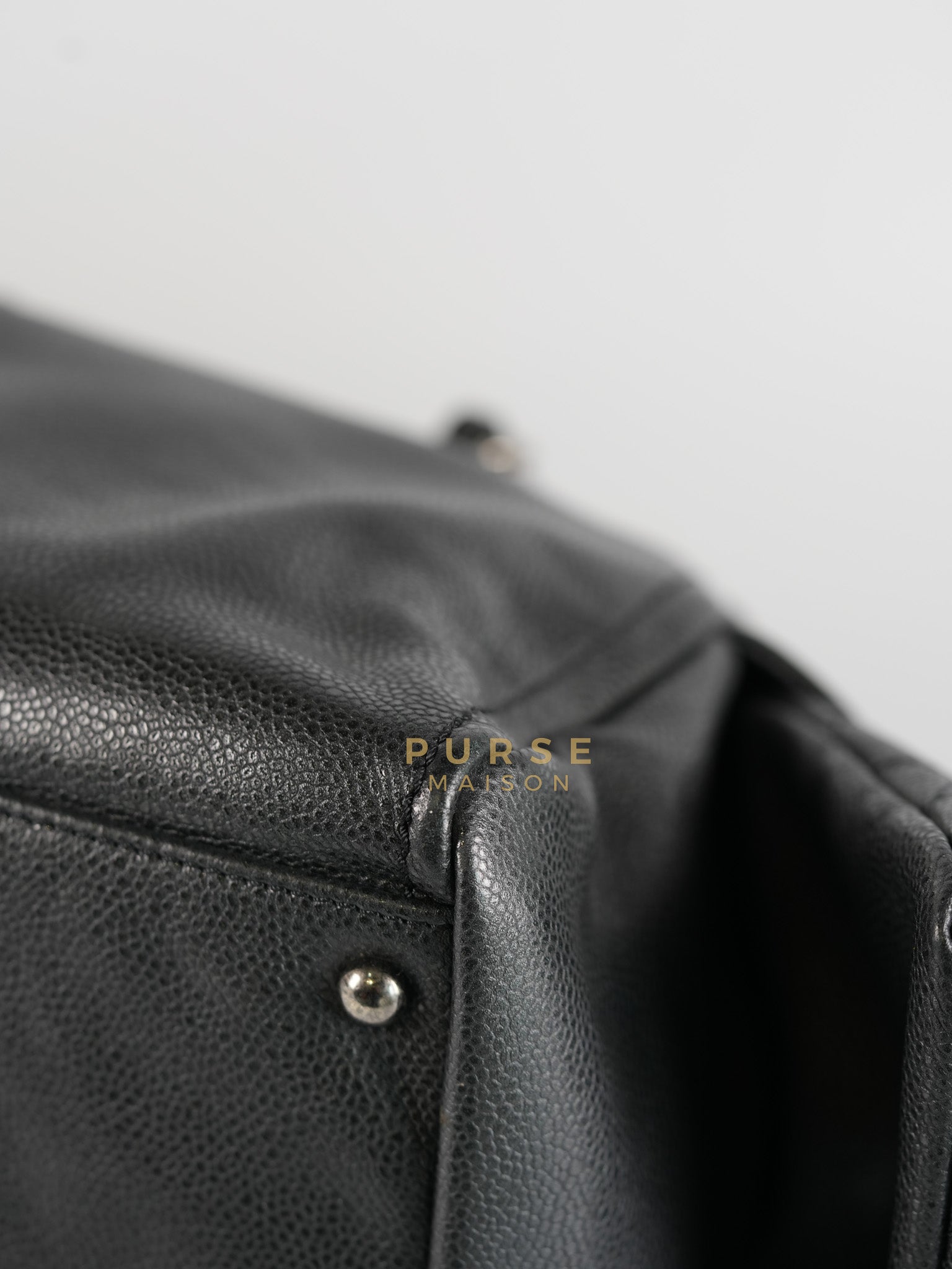 Glazed Bowling Bag Large in Black Caviar Leather and Ruthenium Hardware (Series 13) | Purse Maison Luxury Bags Shop