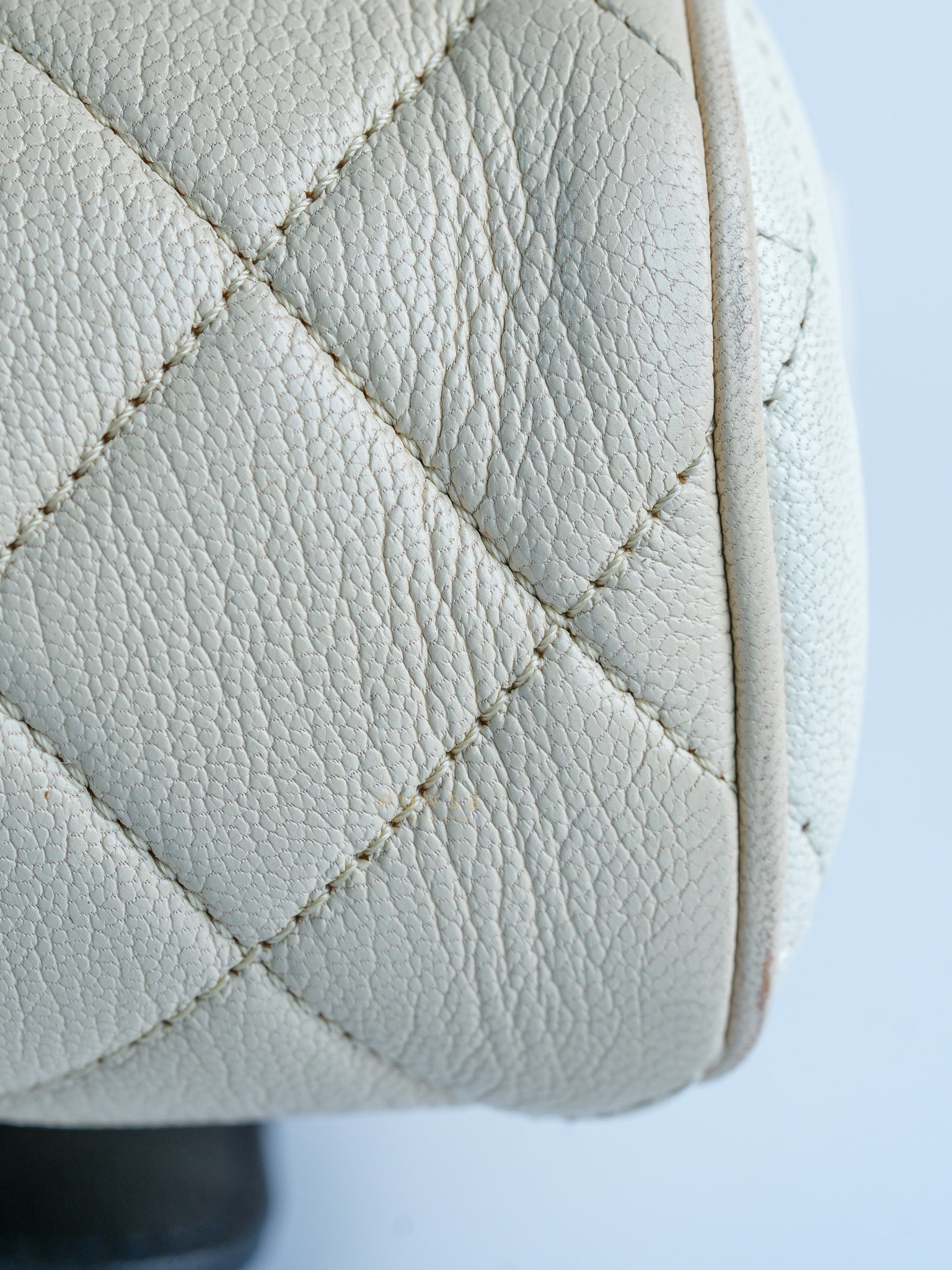 Goatskin Quilted Tri-Color Medium In & Out Camera Case Beige/White/Black (Series 29) | Purse Maison Luxury Bags Shop