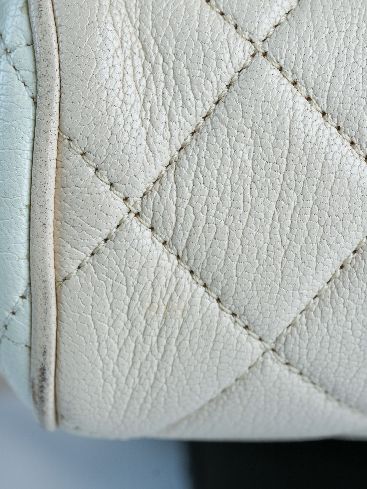 Goatskin Quilted Tri-Color Medium In & Out Camera Case Beige/White/Black (Series 29) | Purse Maison Luxury Bags Shop