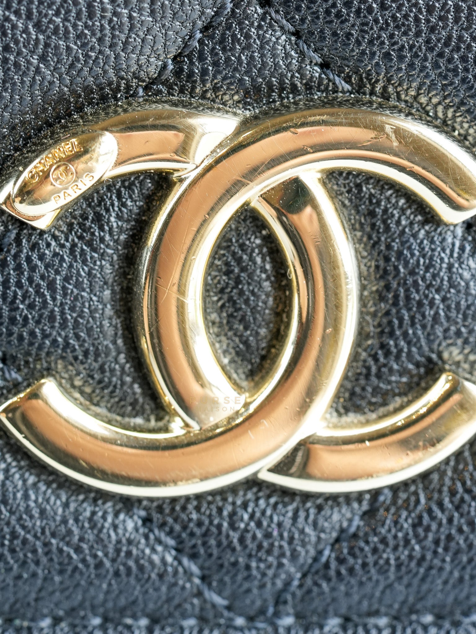 Goatskin Quilted Tri-Color Medium In & Out Camera Case Beige/White/Black (Series 29) | Purse Maison Luxury Bags Shop