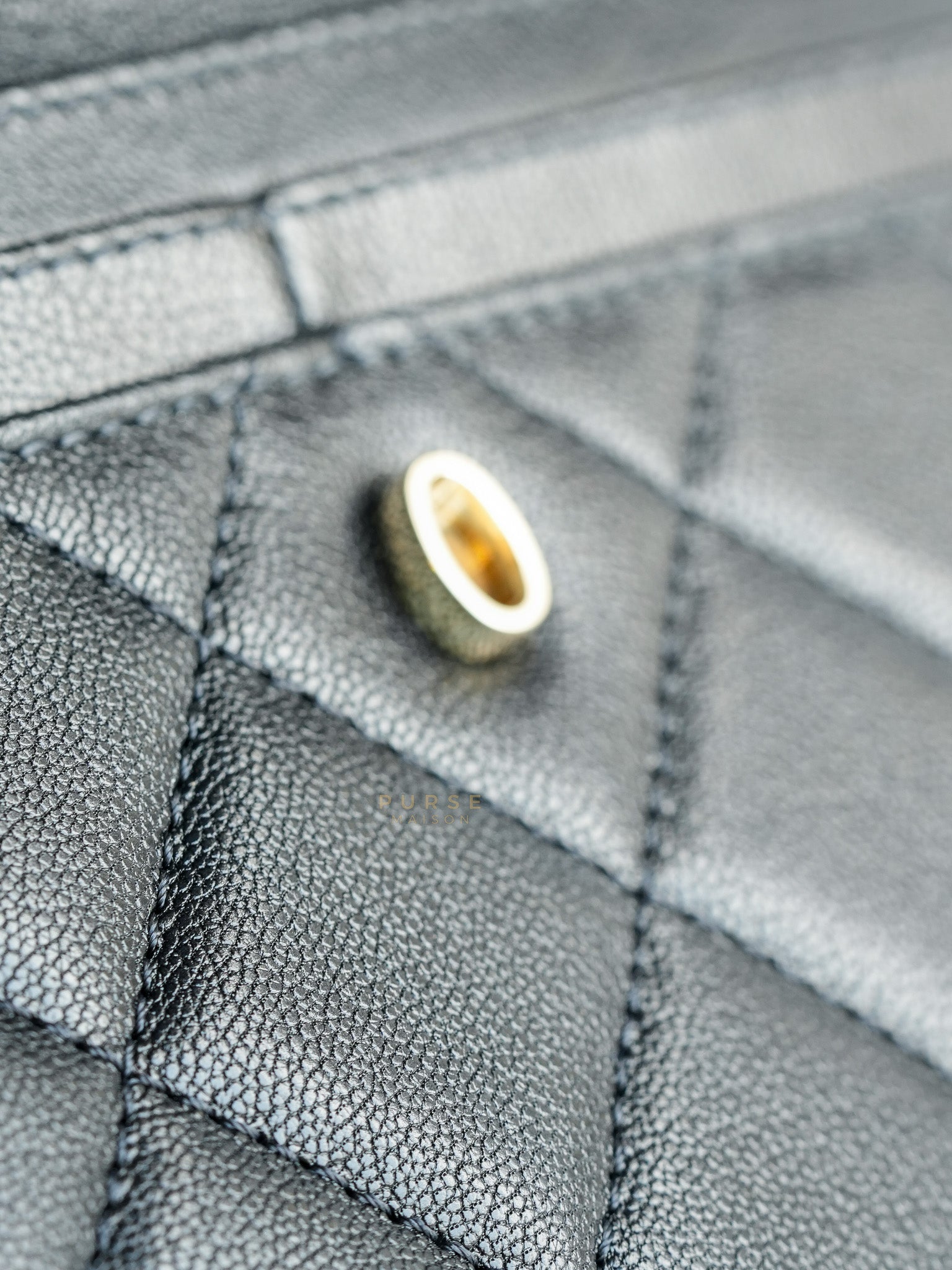 Goatskin Quilted Tri-Color Medium In & Out Camera Case Beige/White/Black (Series 29) | Purse Maison Luxury Bags Shop