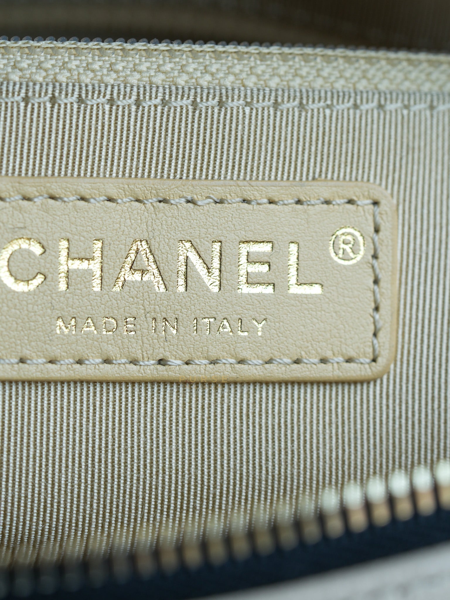 Goatskin Quilted Tri-Color Medium In & Out Camera Case Beige/White/Black (Series 29) | Purse Maison Luxury Bags Shop