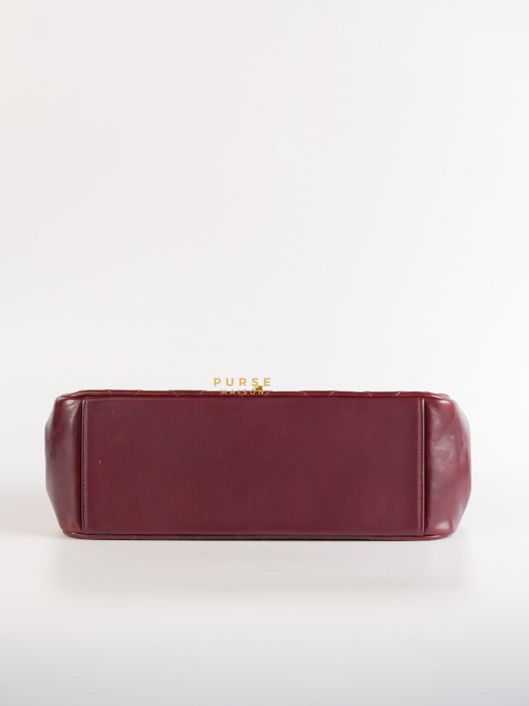 Gold Bar Top Handle Quilted Glazed Calfskin Leather in Dark Red Series 23 | Purse Maison Luxury Bags Shop