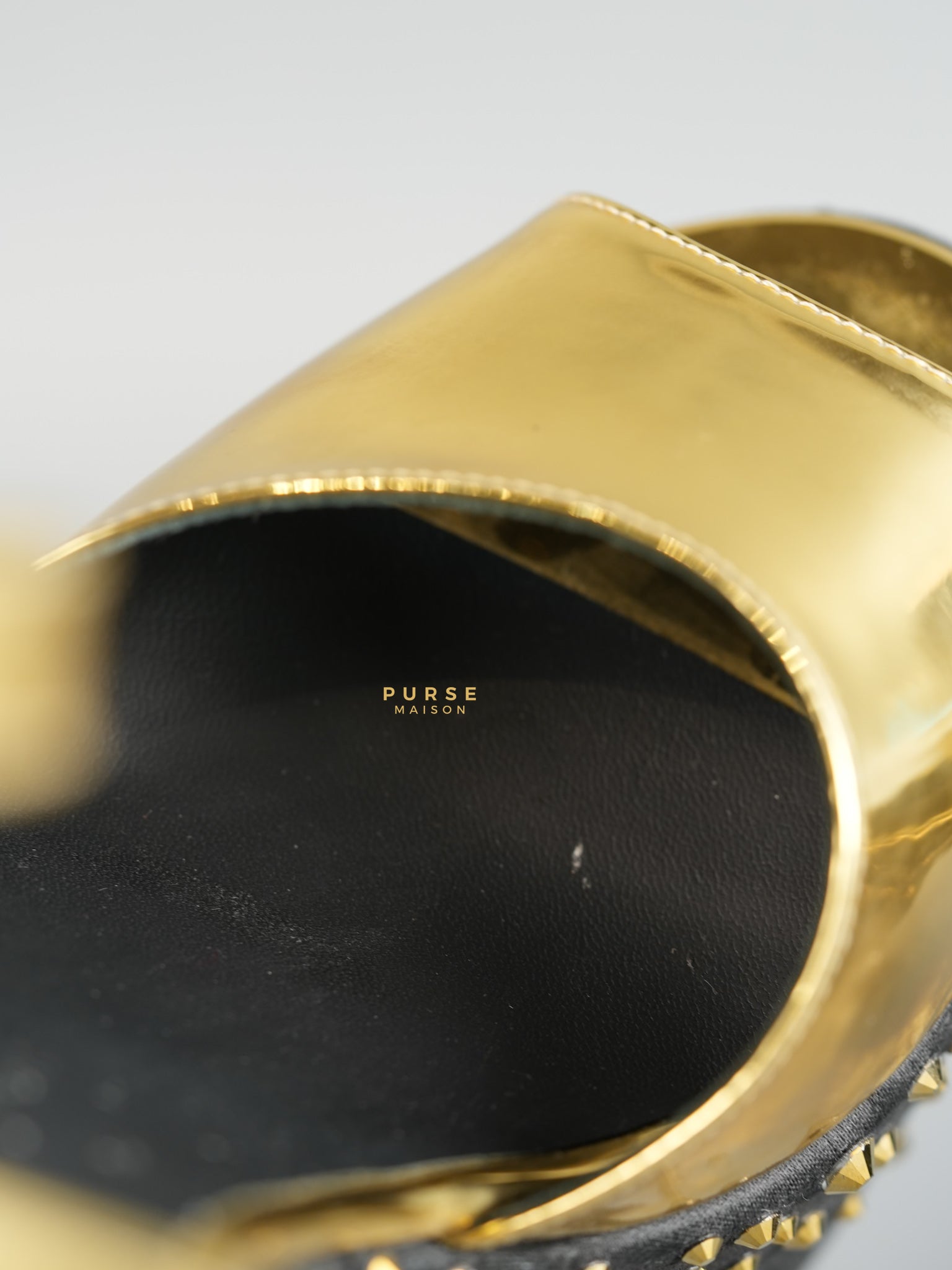 Gold Platform Crystal Stud Chunky Block Heel Sandals Women size 38 (23.9cm) | Purse Maison Luxury Bags Shop