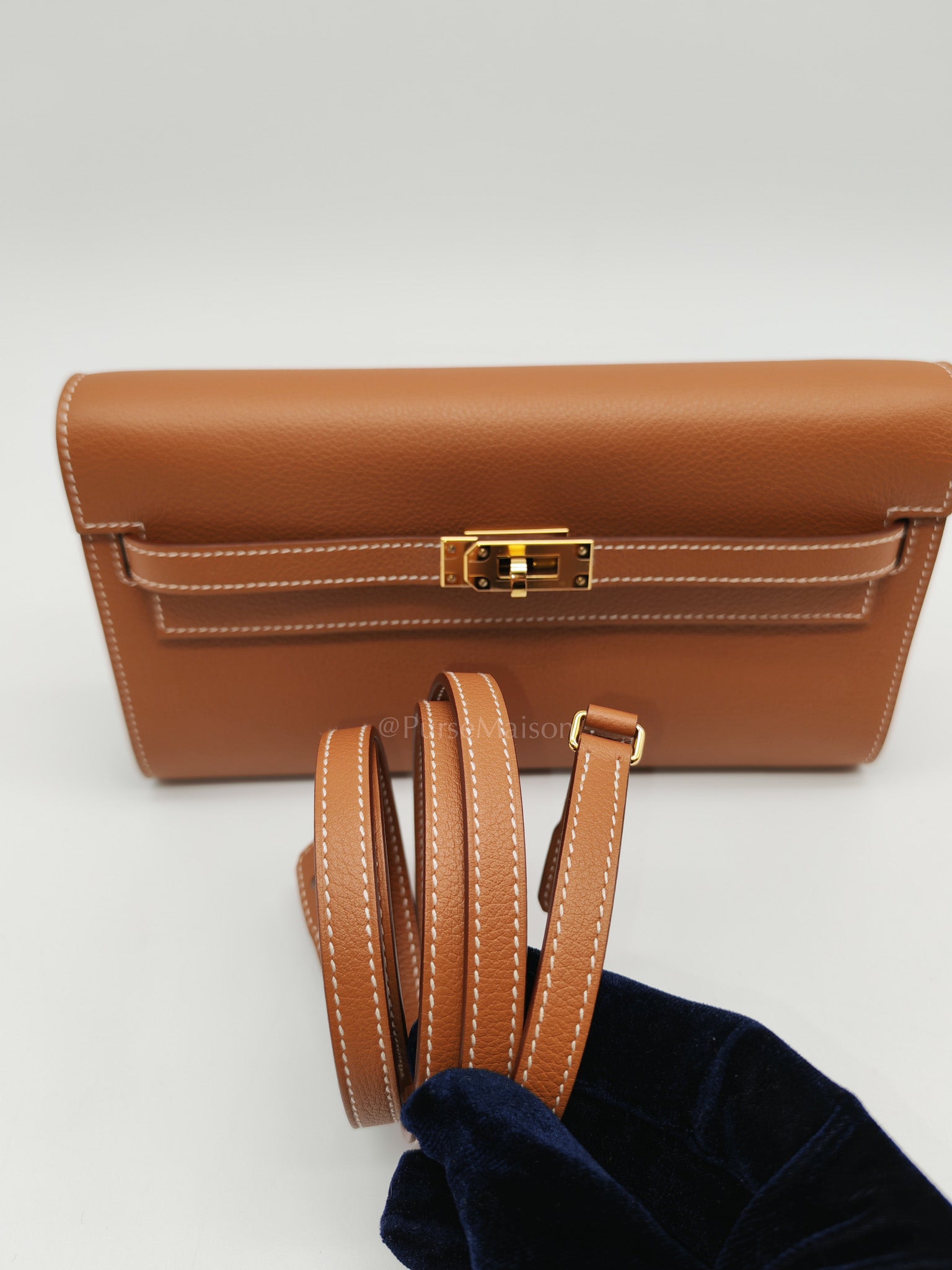 Kelly To Go Dual Strap in Gold Evercolor Leather & Gold Hardware Stamp B(2023)