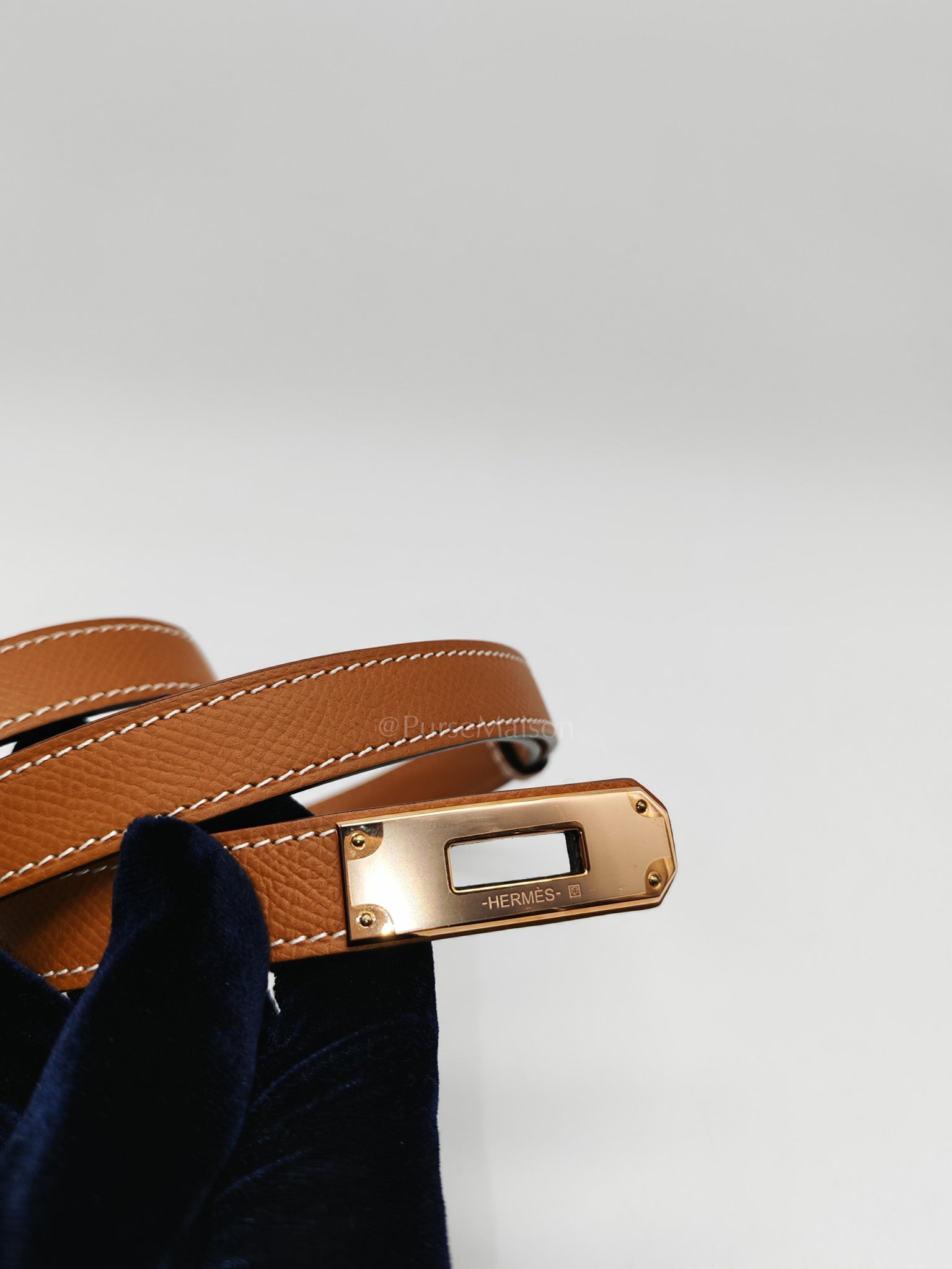 Kelly Belt in Gold Epsom Leather & Rose Gold Hardware Stamp W(2024)