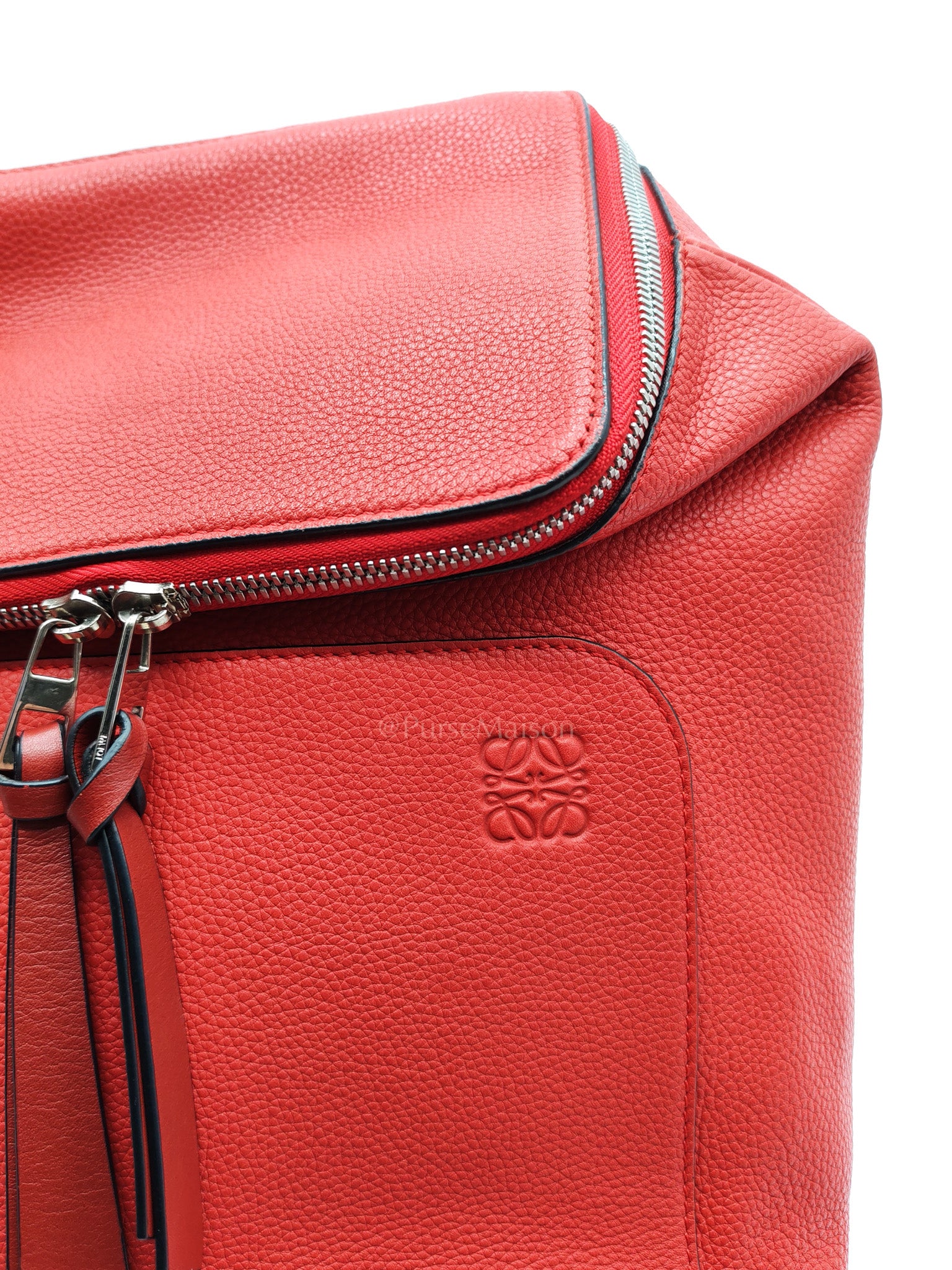 Goya in Red Grained Calfskin Leather Backpack | Purse Maison Luxury Bags Shop