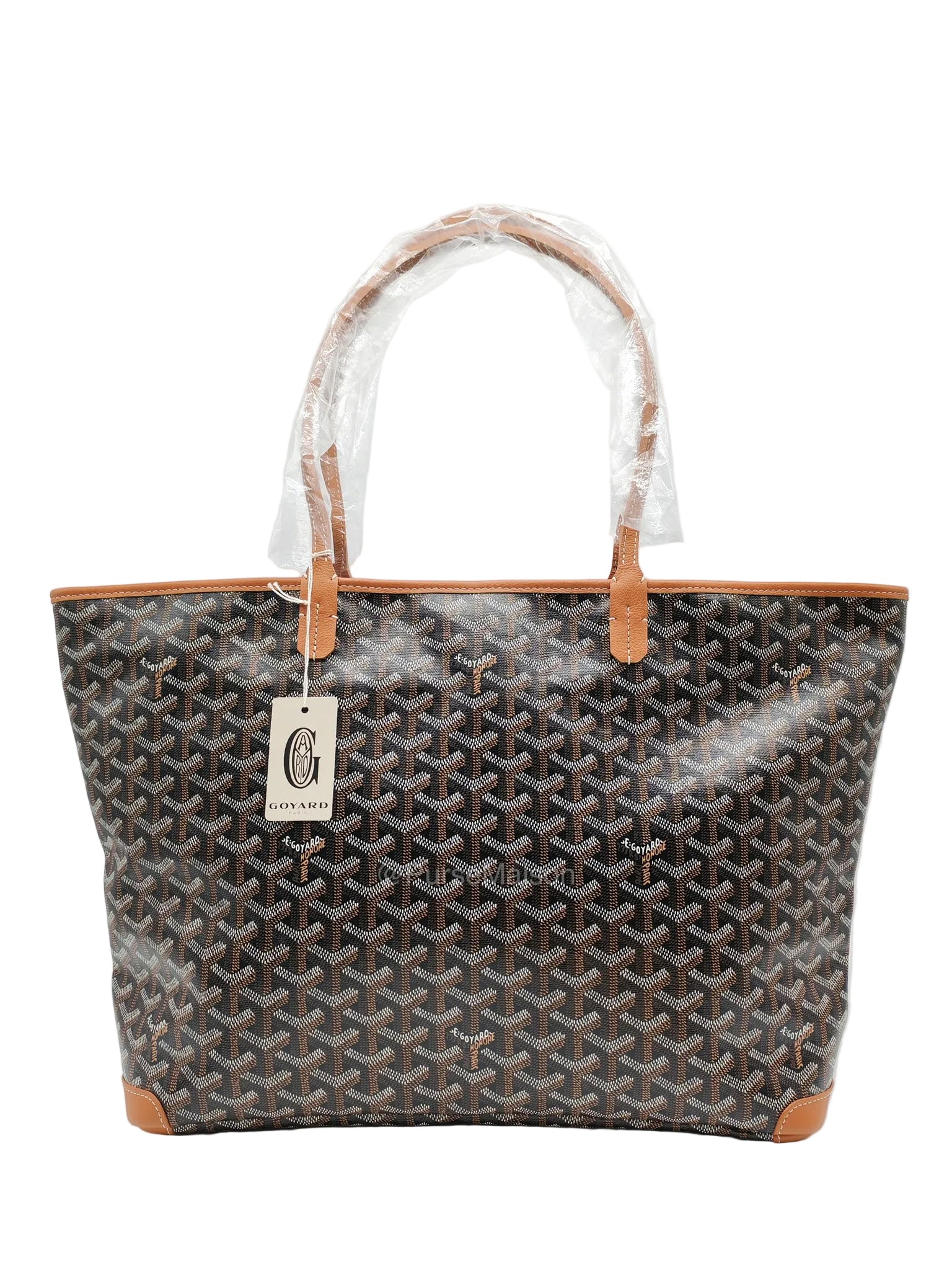 Goyard Artois Tote Bag MM in Black & Tan Goyardine Canvas | Purse Maison Luxury Bags Shop