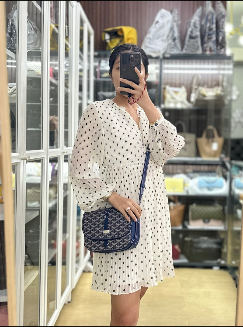 Sac Belvedere PM Bag in Navy Blue Goyardine Canvas | Purse Maison Luxury Bags Shop