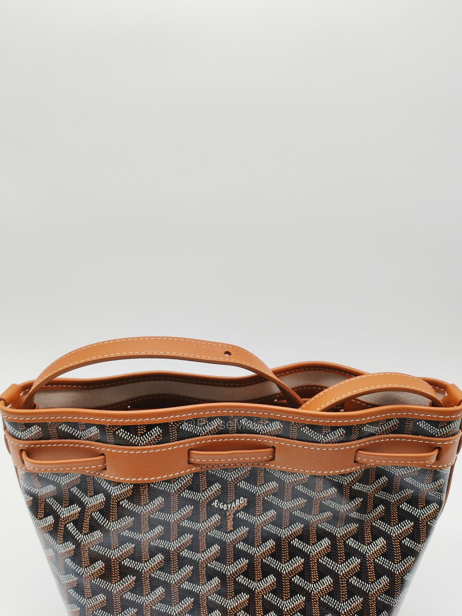 Goyard Petit Flot Bucket Bag in Black/Tan Goyardine Canvas | Purse Maison Luxury Bags Shop