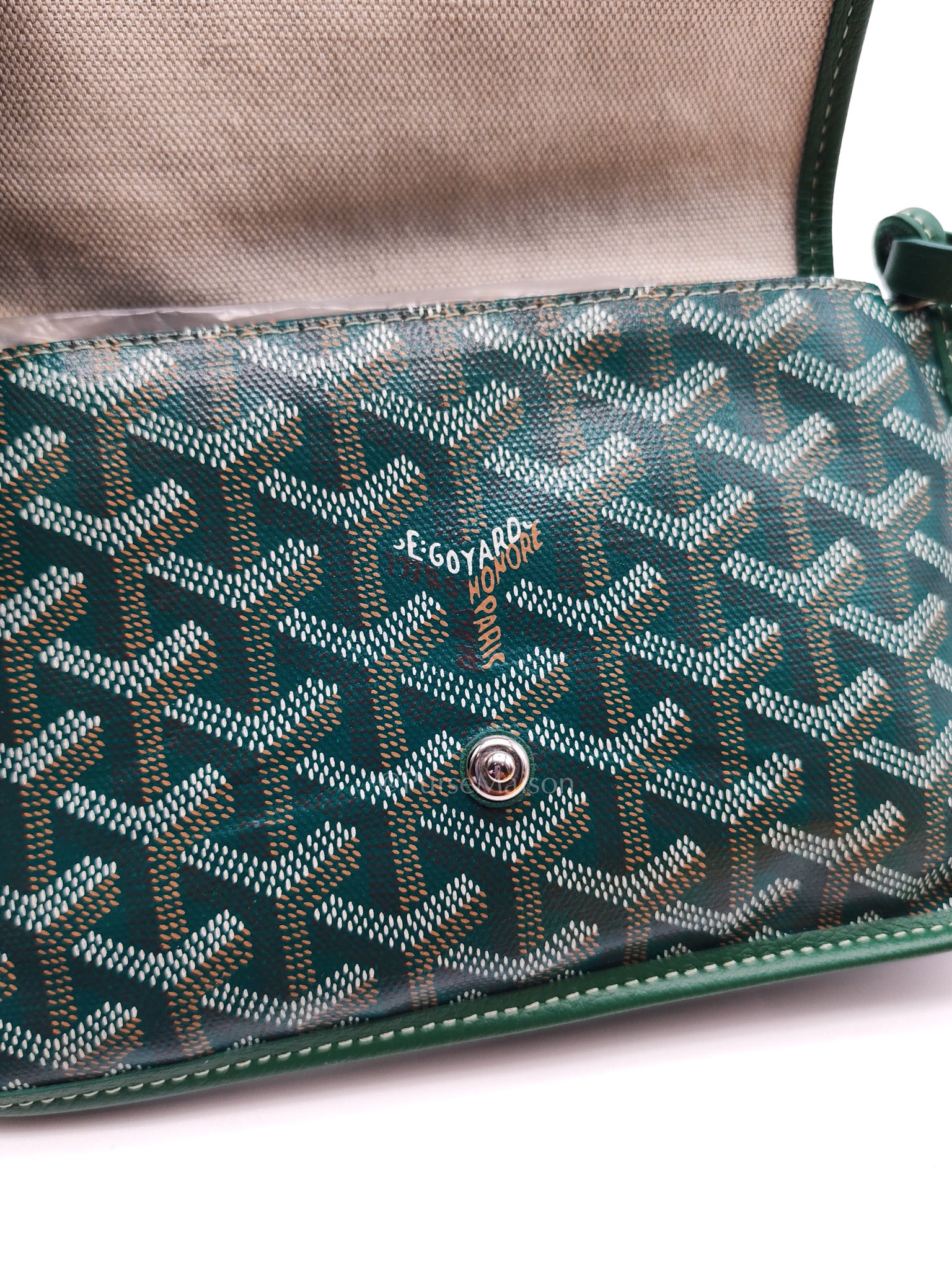 Goyard Plumet Crossbody Bag in Green Goyardine Canvas | Purse Maison Luxury Bags Shop