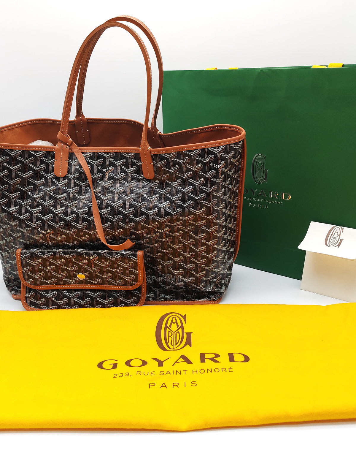Goyard Sac Anjou Tote Bag PM in Noir Et Naturel/Tan Goyardine Canvas | Purse Maison Luxury Bags Shop