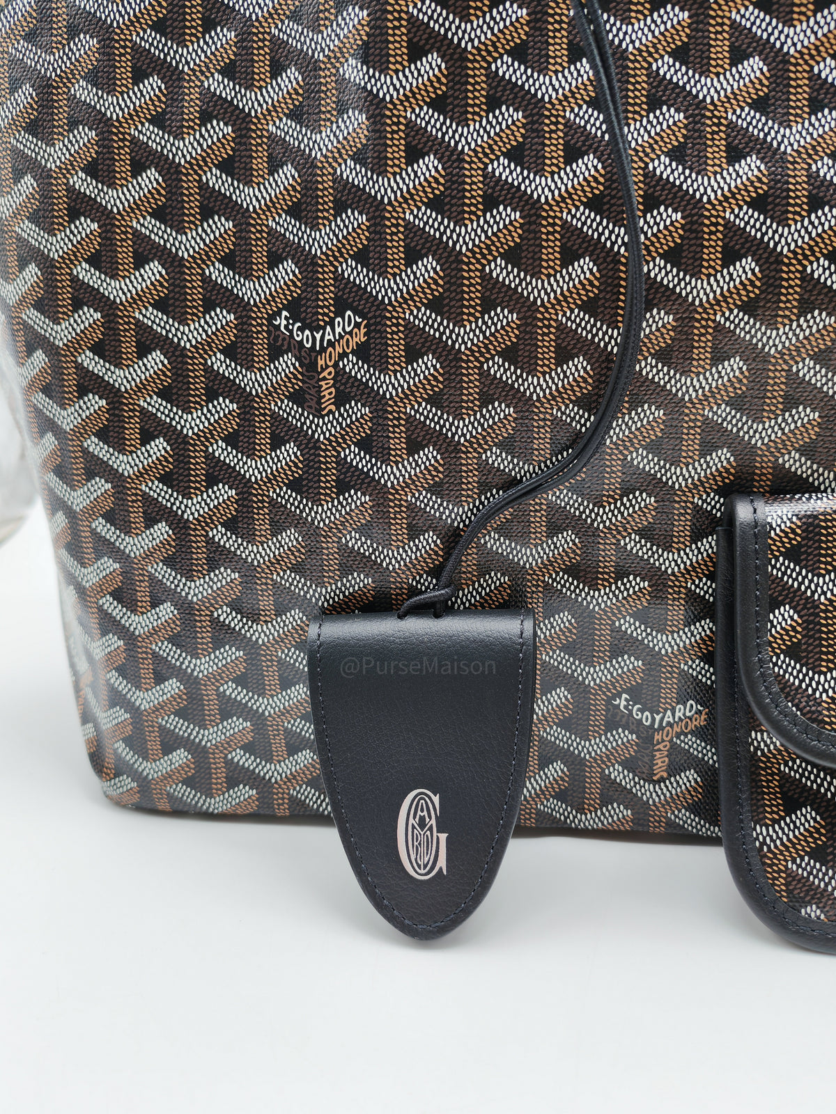 Goyard Saint Louis PM in Black Goyardine Canvas with Croc Universal Clip Charm | Purse Maison Luxury Bags Shop