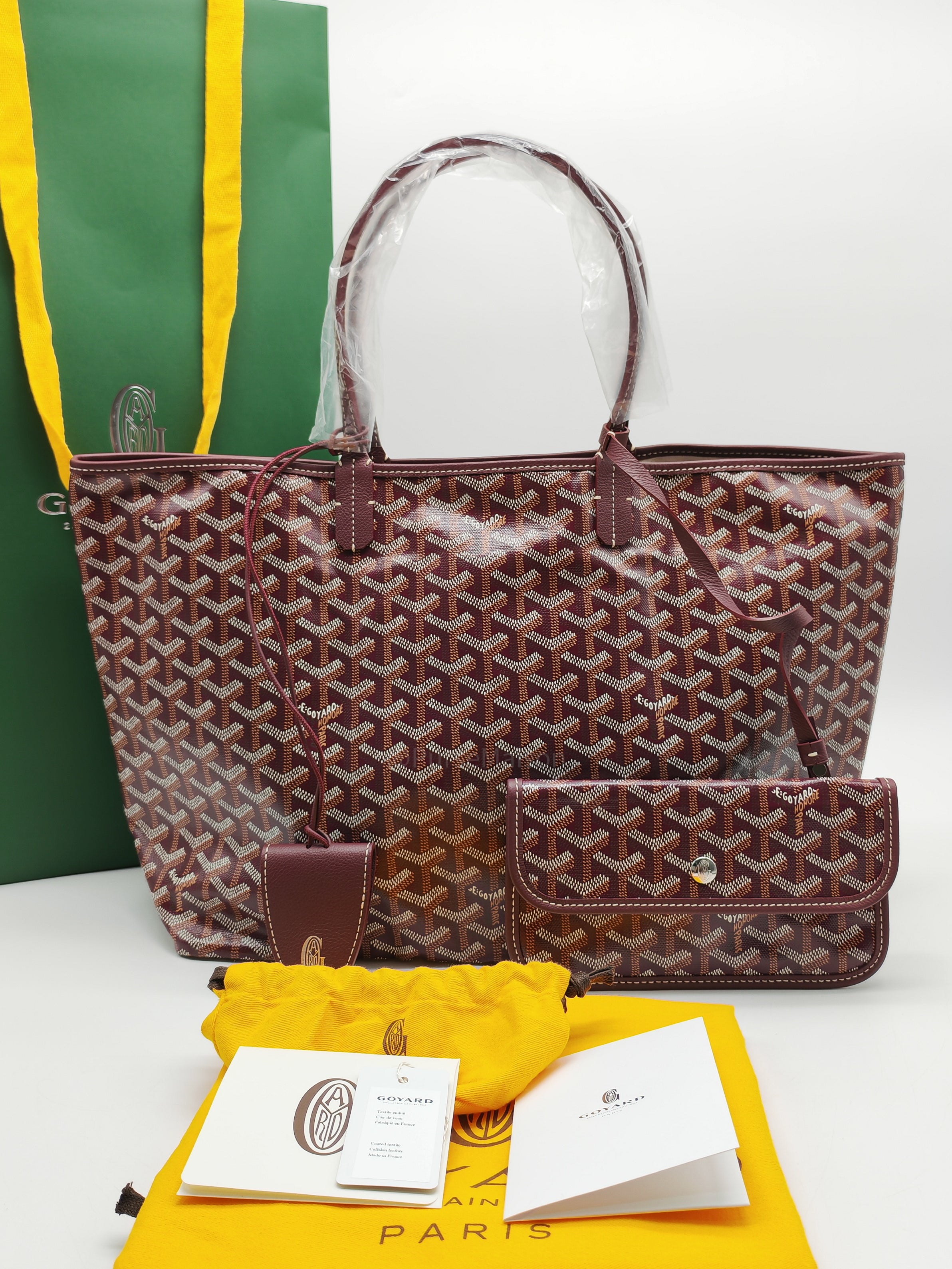 Goyard Saint Louis PM in Bordeaux Goyardine Canvas with Croc Universal Clip Charm | Purse Maison Luxury Bags Shop